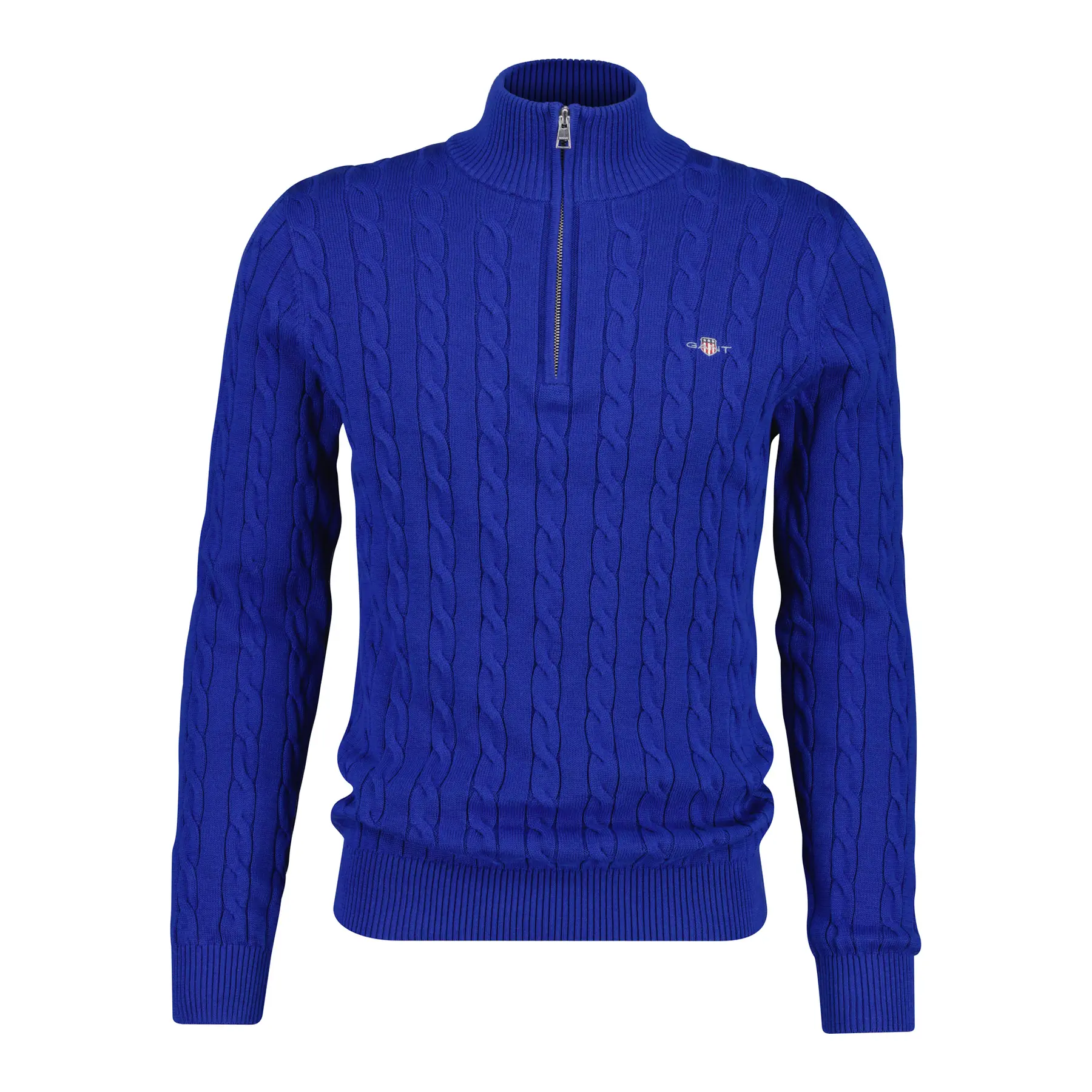 Gant Men's Bleu Pull 1/2 Zip Cable Knit