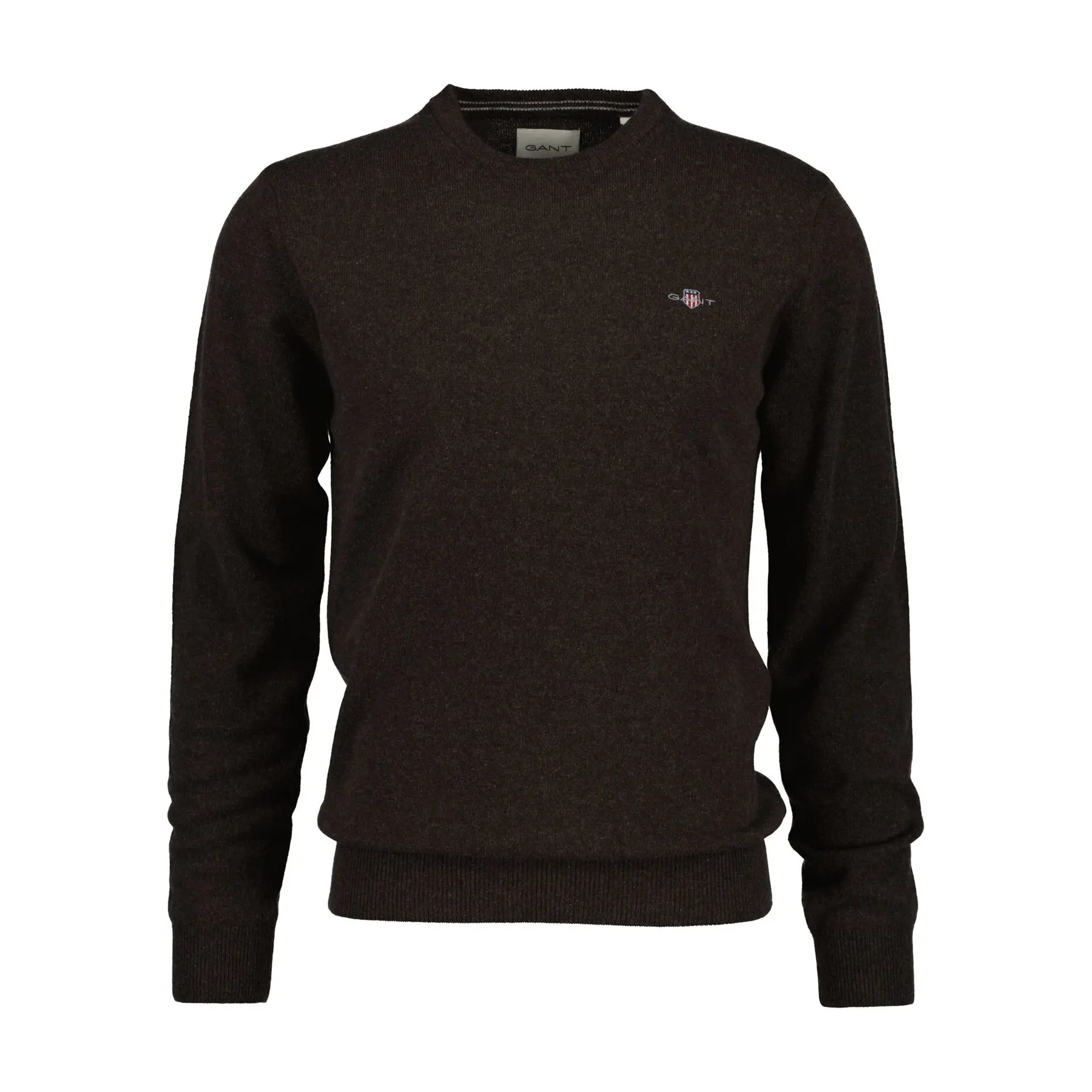 Gant Men's Marron Round Neck Sweater Superfine Lambswool