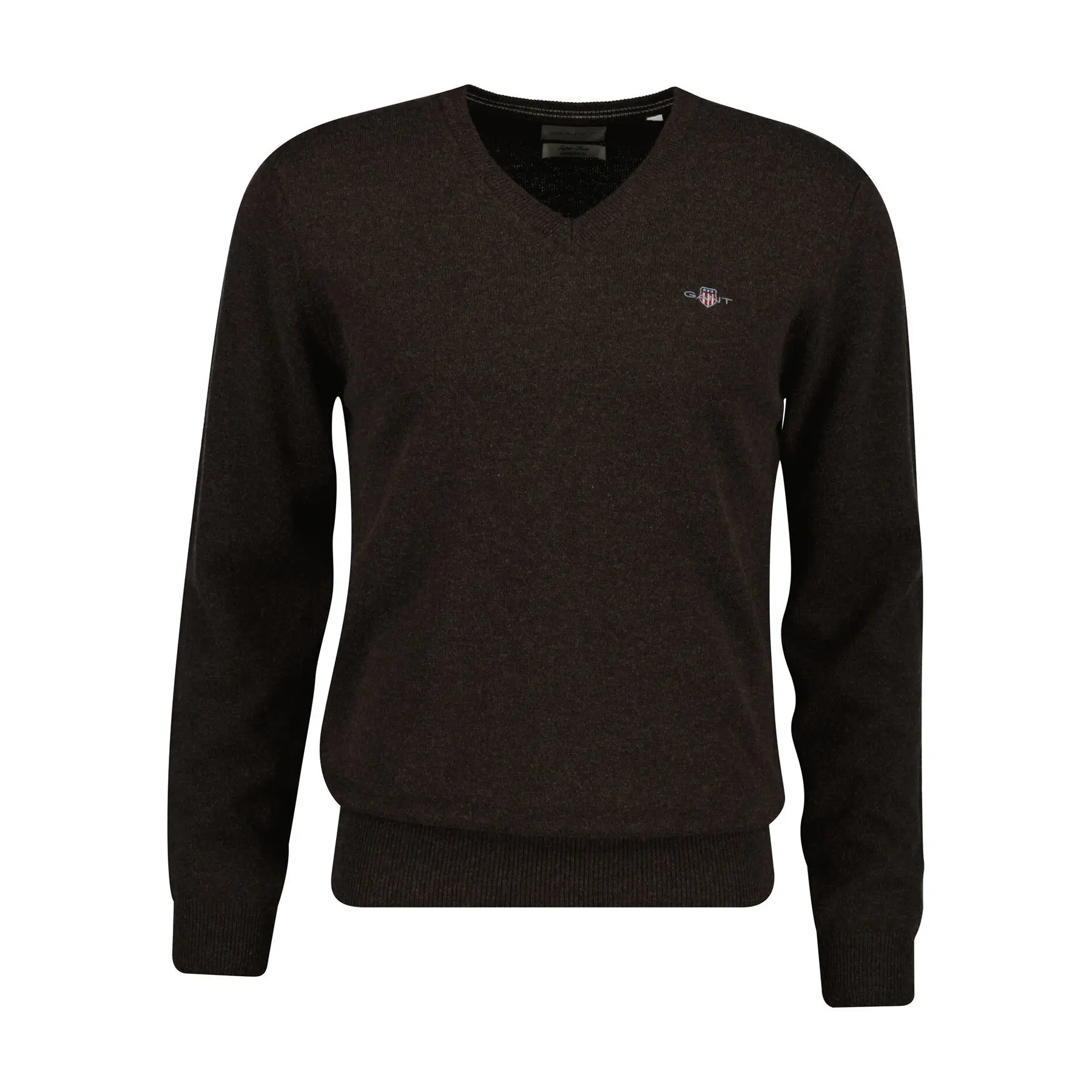 Gant Men's Marron V-Neck Pullover Superfine Lambswool
