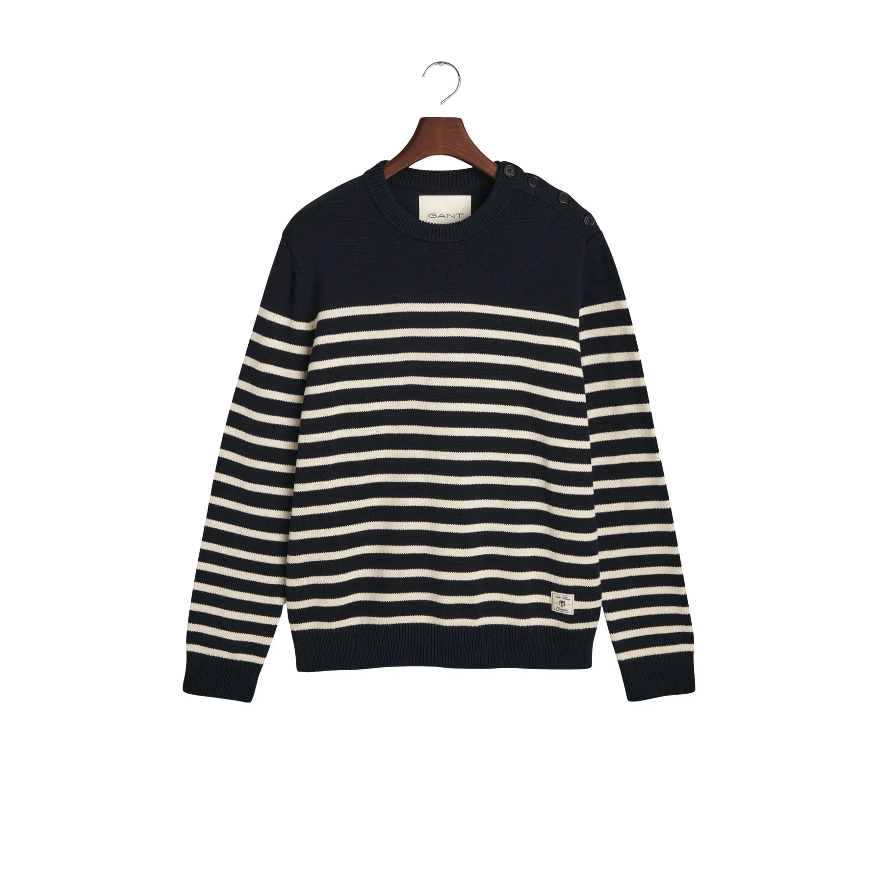 Maglione a righe con collo rotondo in cotone Gant