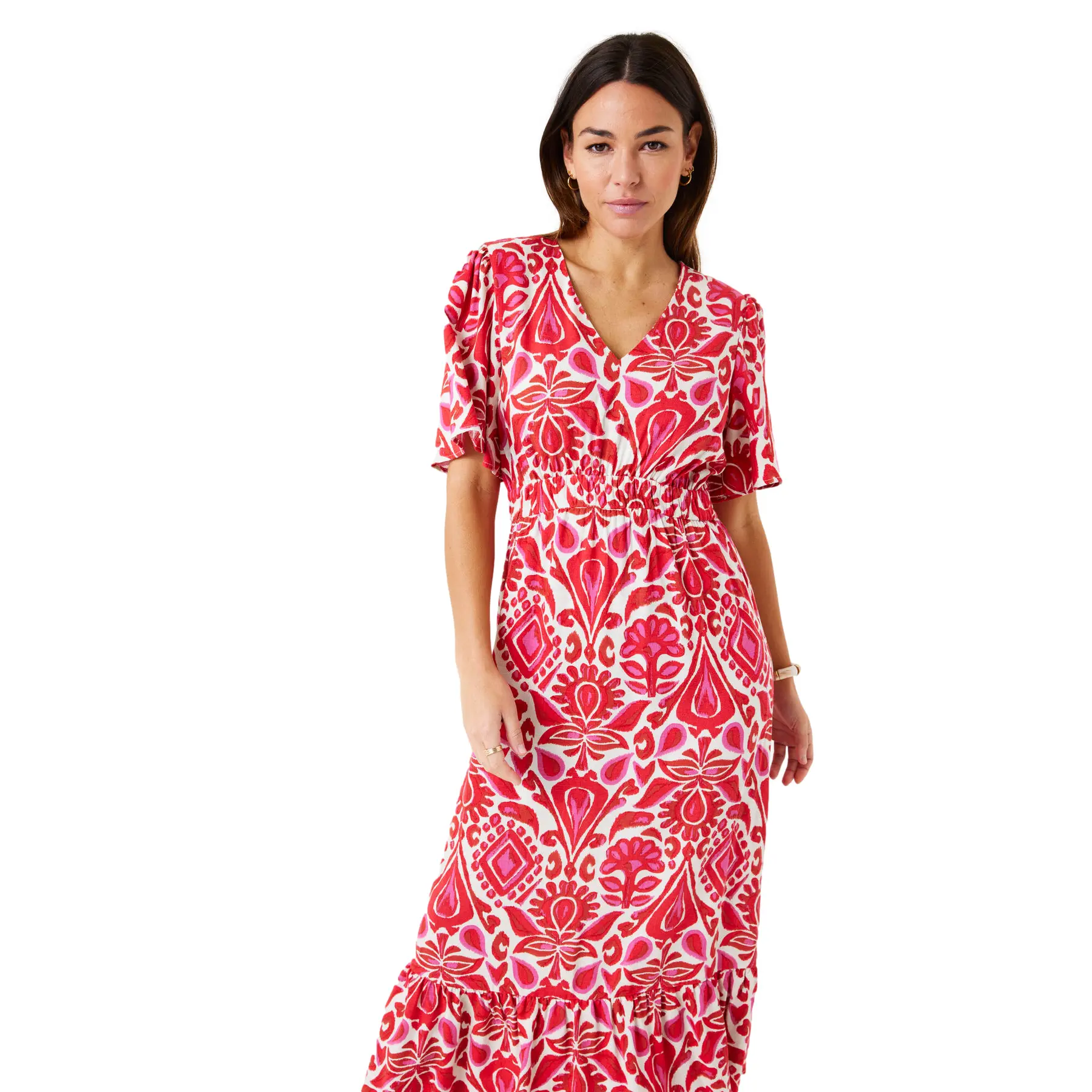 Robe en viscose col V donna