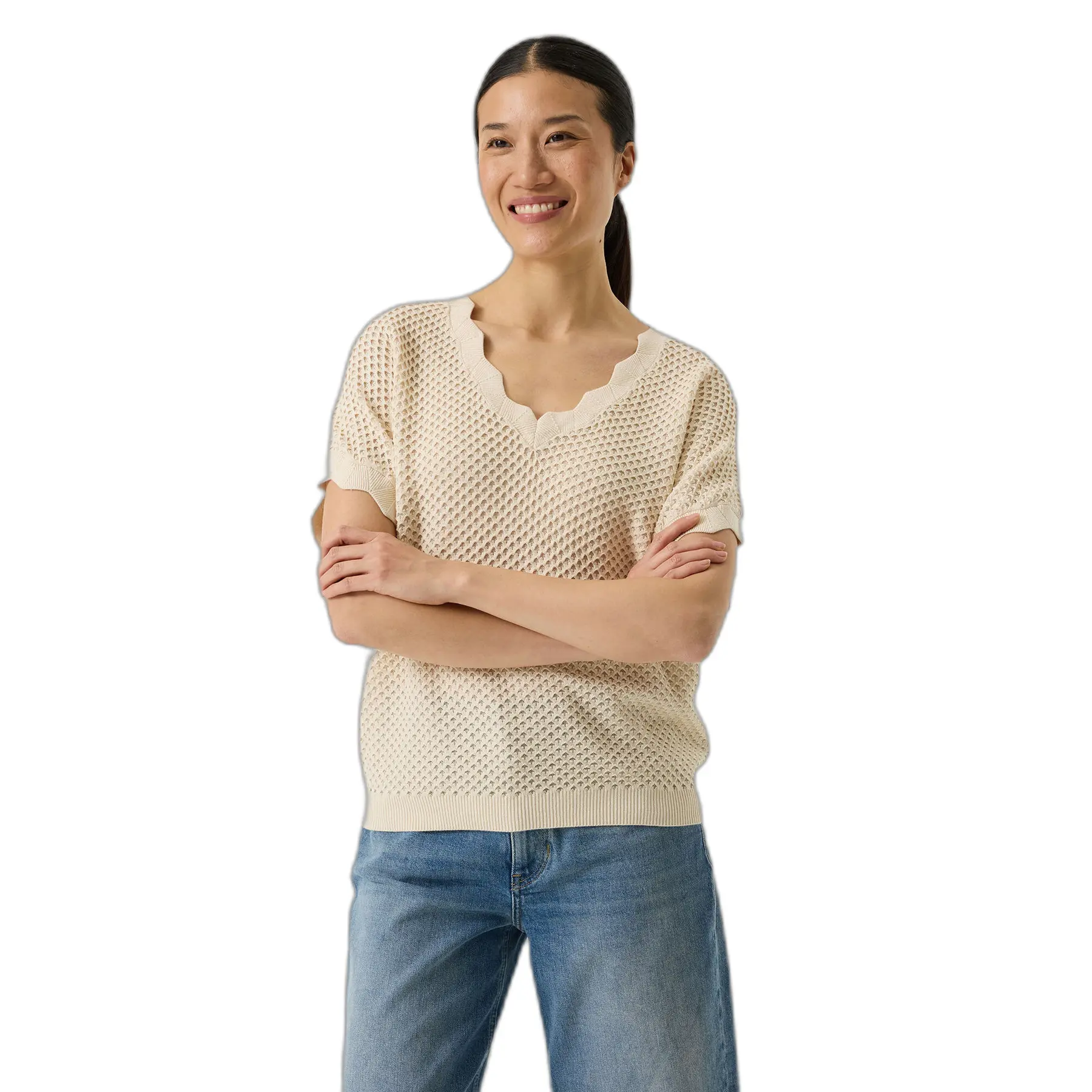 Kurzarm-Pullover mit V-Ausschnitt für Damen Garcia