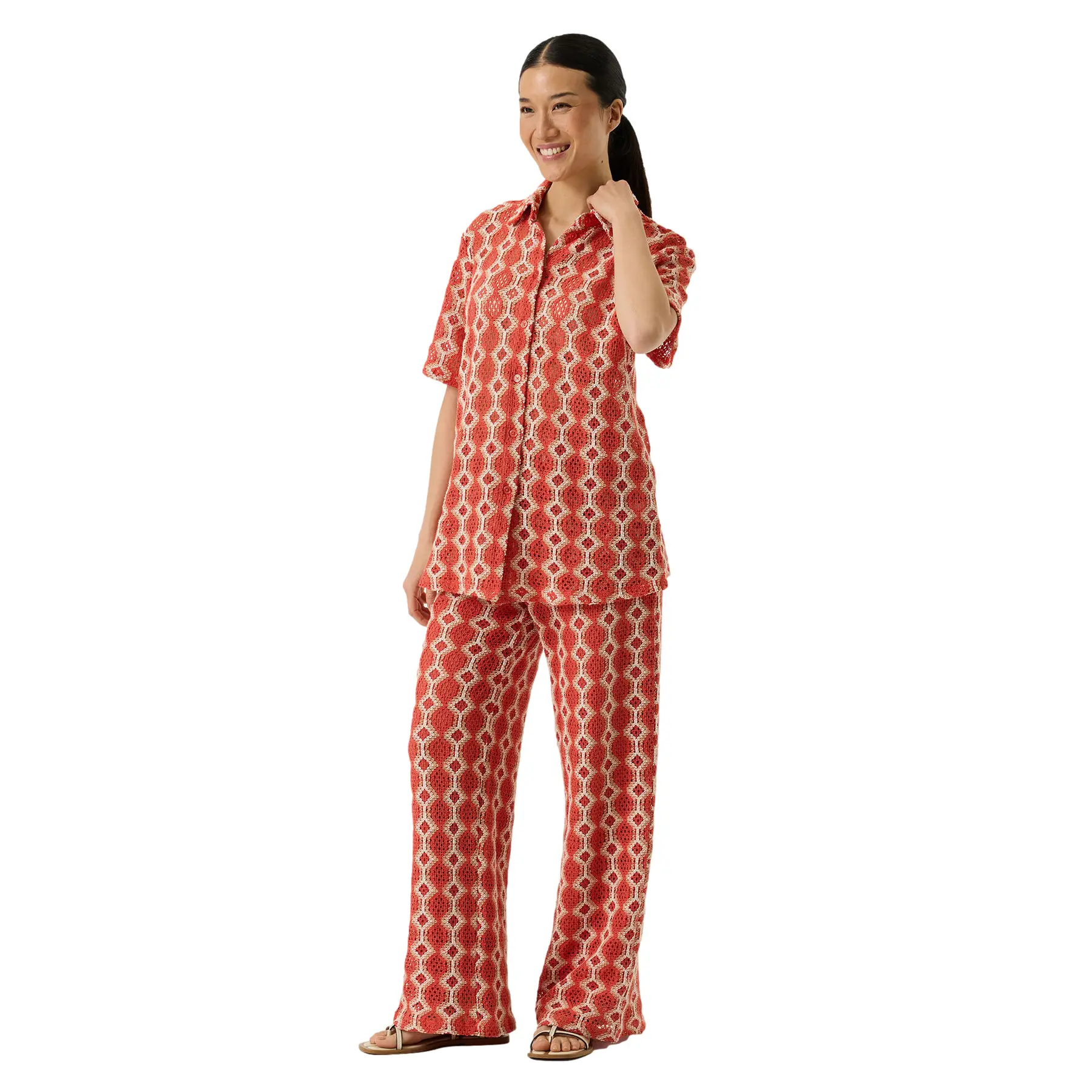 Weit geschnittene Jacquard-Hose für Frauen Garcia