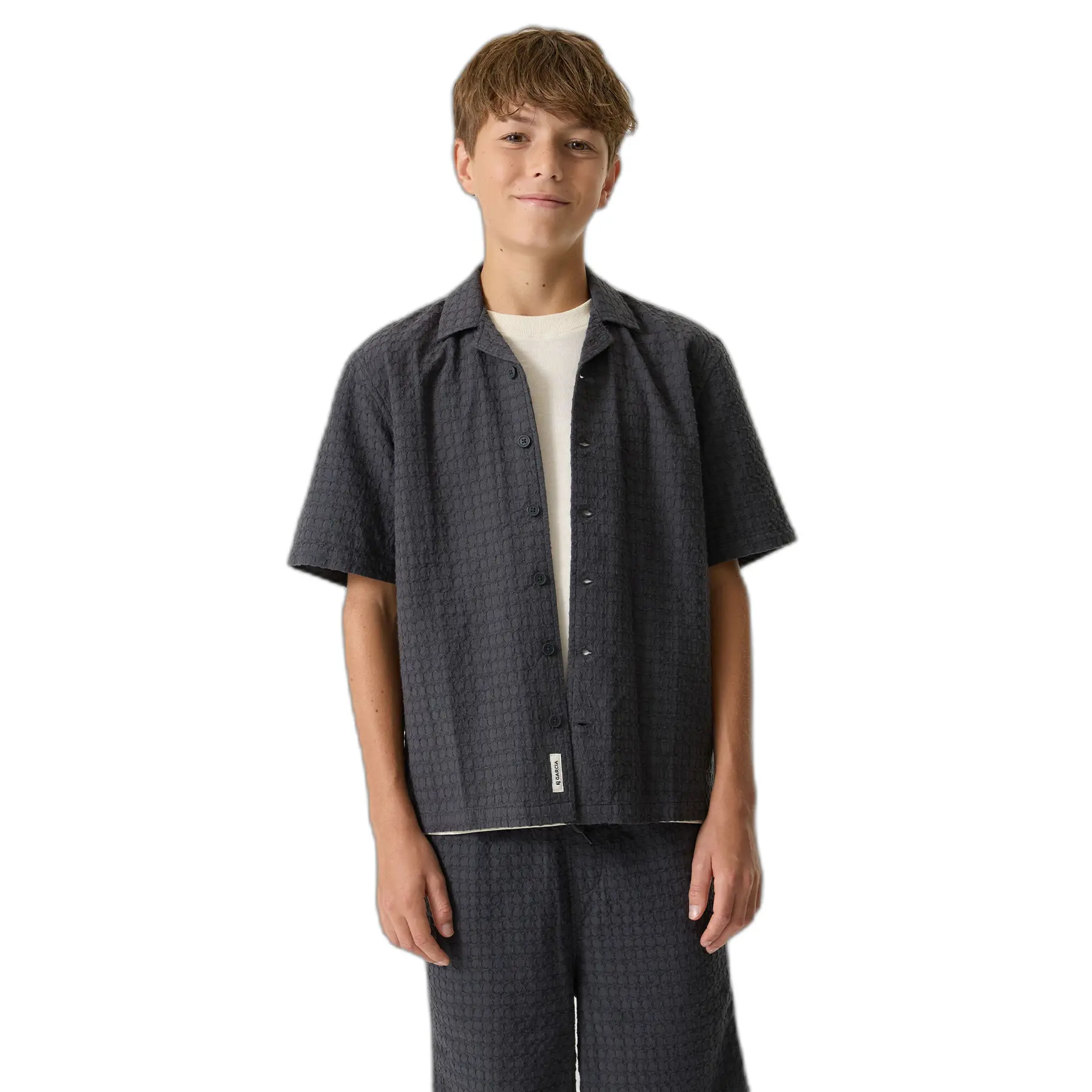 Garcia Jungen Gris Struktur-Hemd Für Kinder