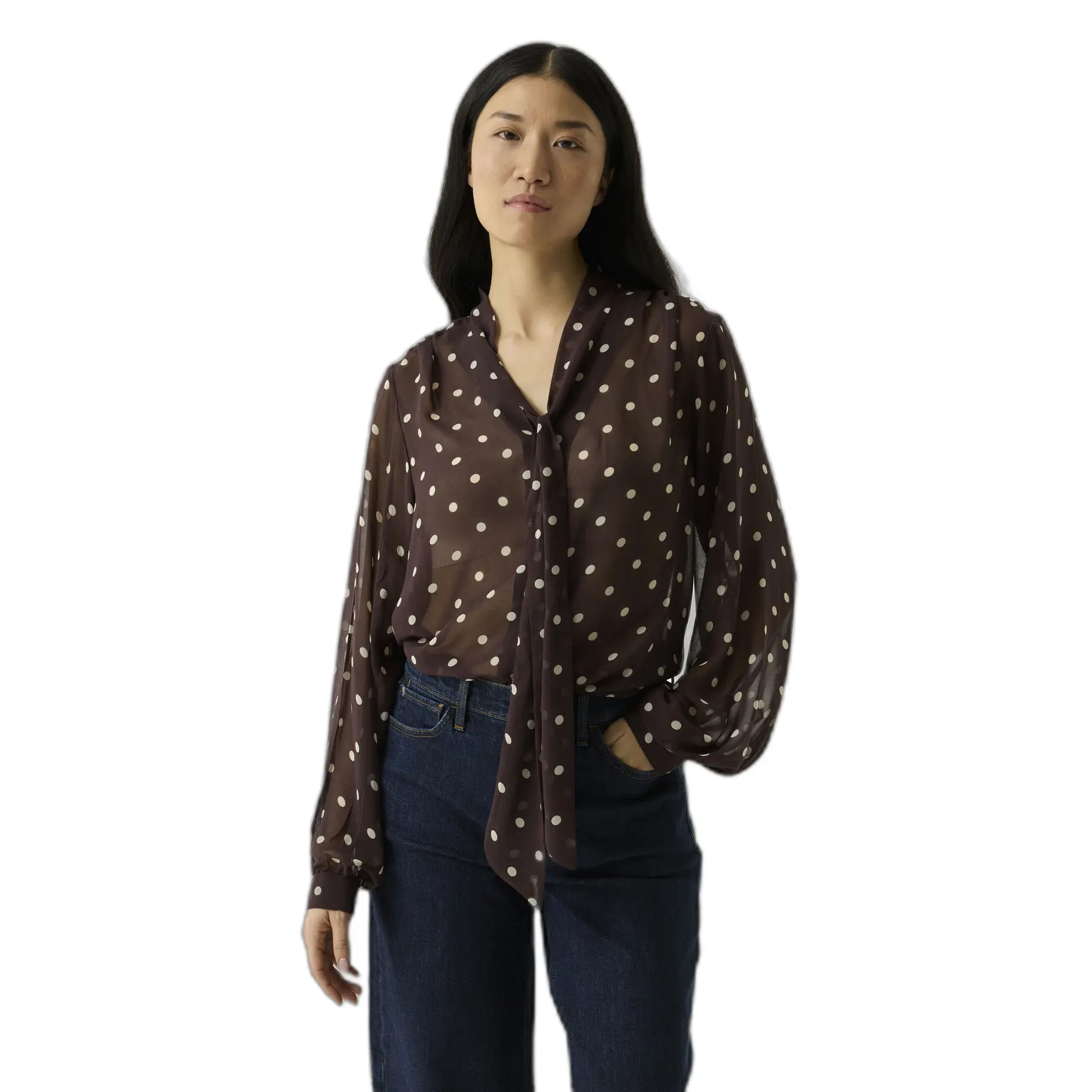 Garcia Damen Marron Bluse Mit Muster