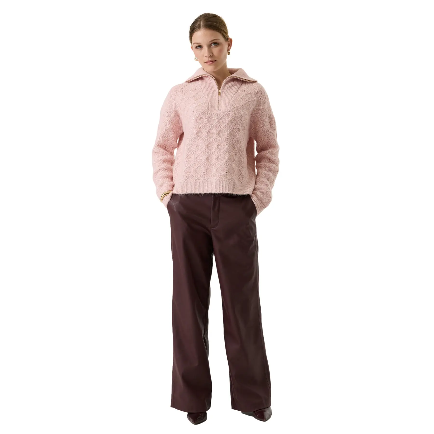 Garcia Women's Rouge Faux Leather Trousers