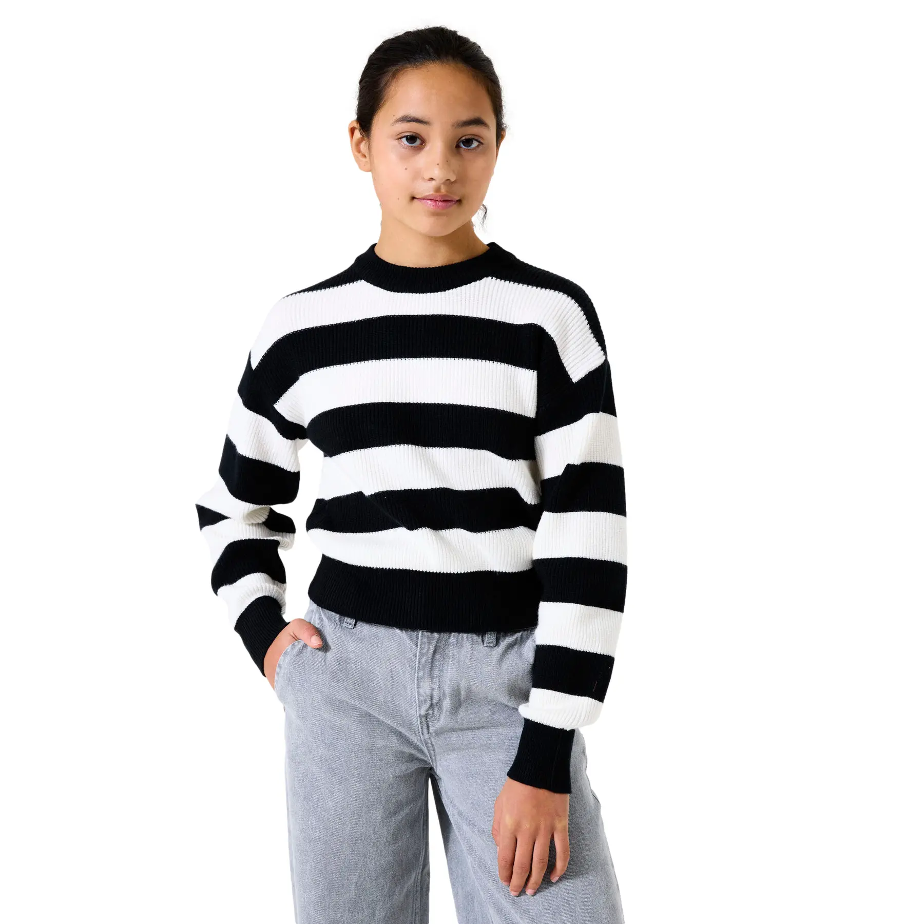 Garcia Mädchen Noir Gestreifter Pullover