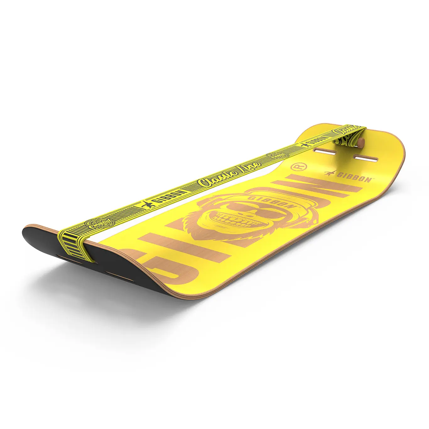 Gibbon Unisex Gelb Slackline-Brett-Set Giboard - Bonzo Classic