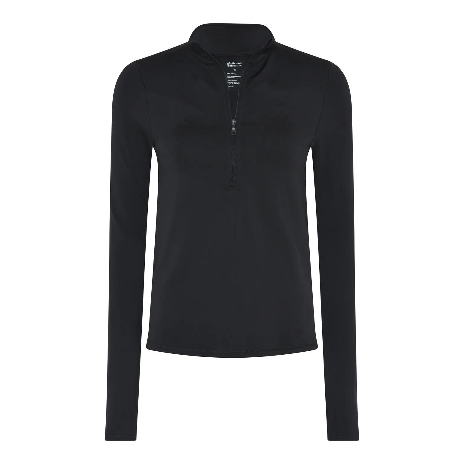 Langarm-T-Shirt mit Stehkragen und halbem Reißverschluss Damen Girlfriend Collective Reset