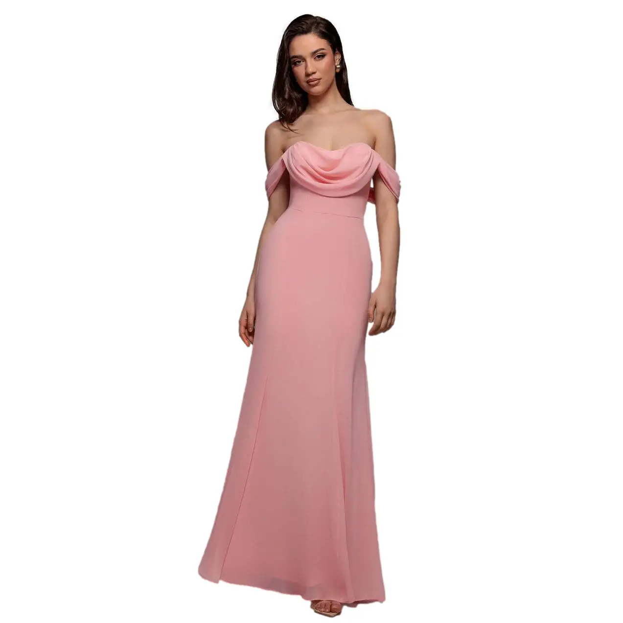 Kleid Damen Goddiva Chiffon Bardot Cowl