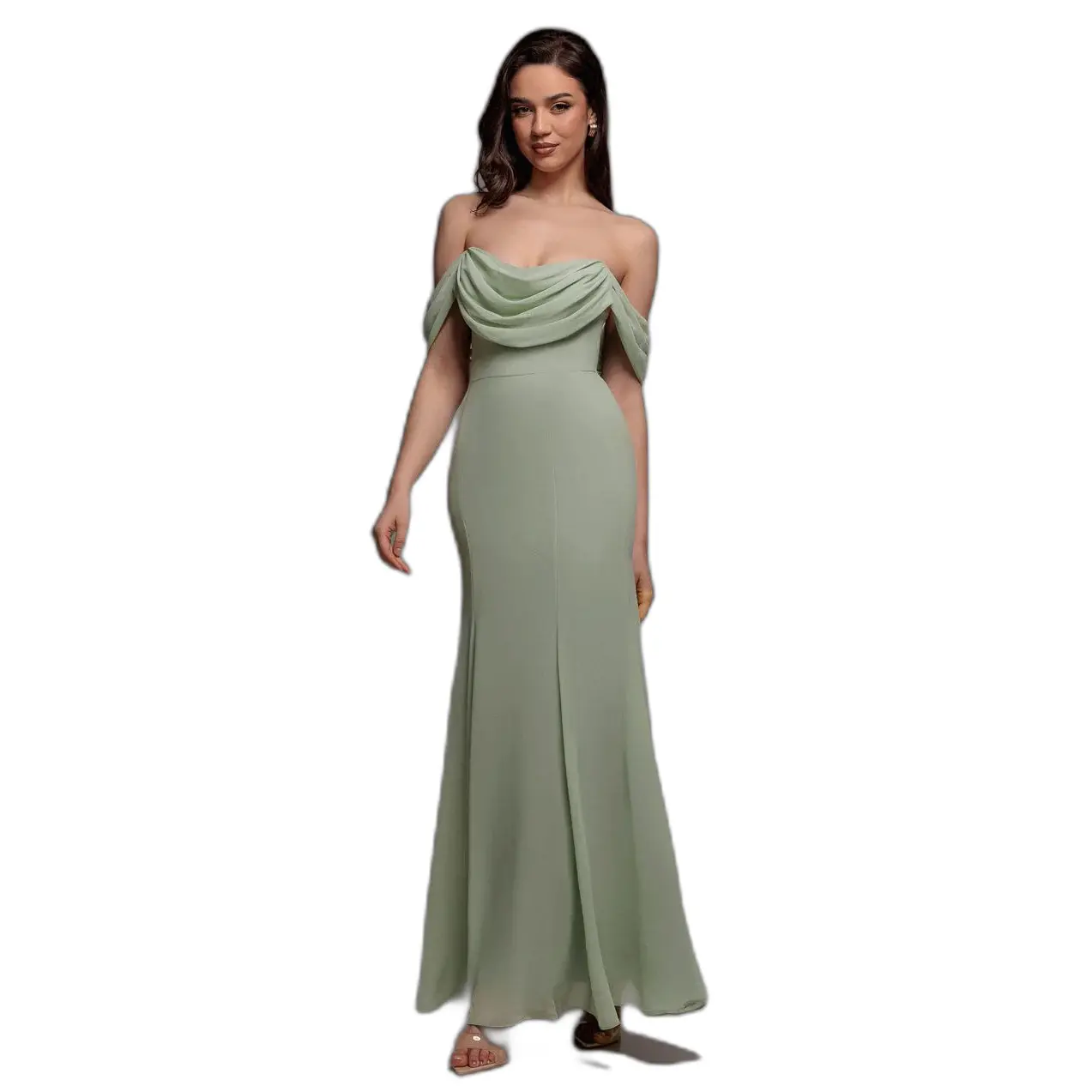 Kleid Damen Goddiva Chiffon Bardot Cowl