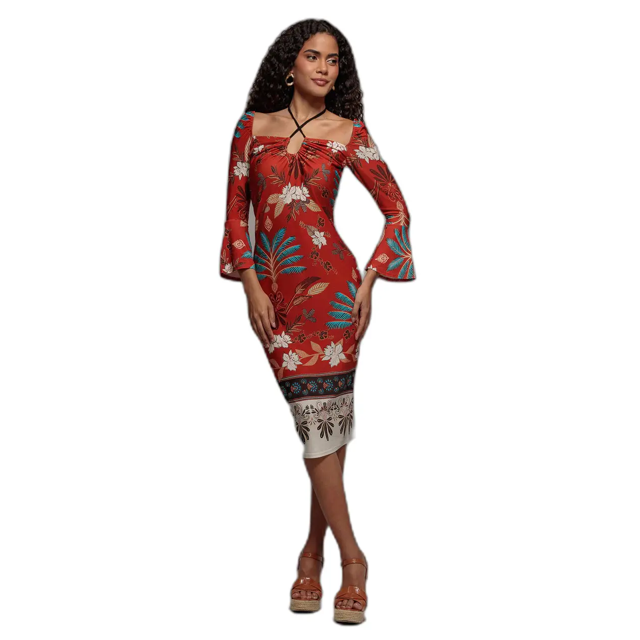 Robe midi stampata da legare sul retro donna Goddiva