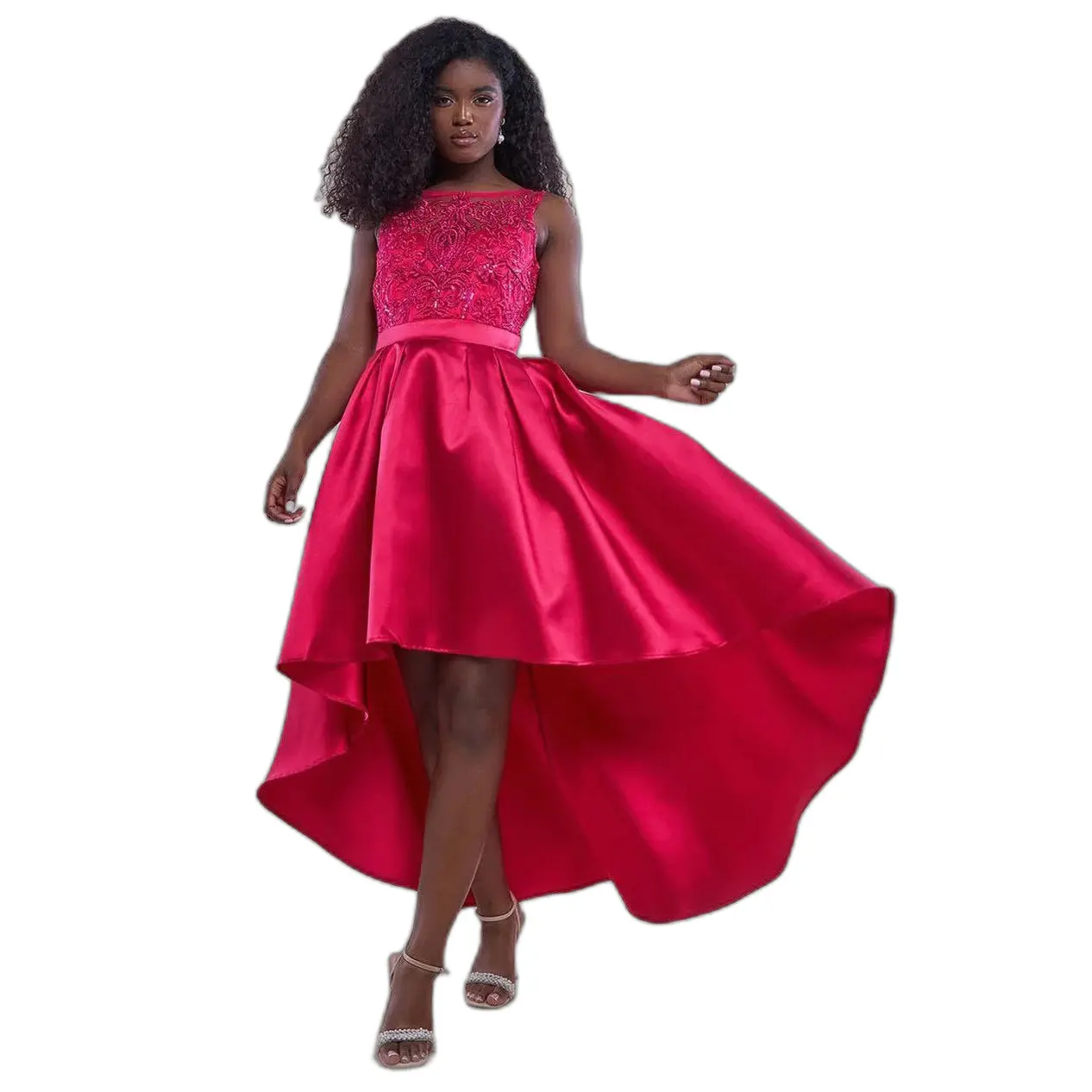 Vestito da donna Goddiva Sequin & Satin Dipped Hem