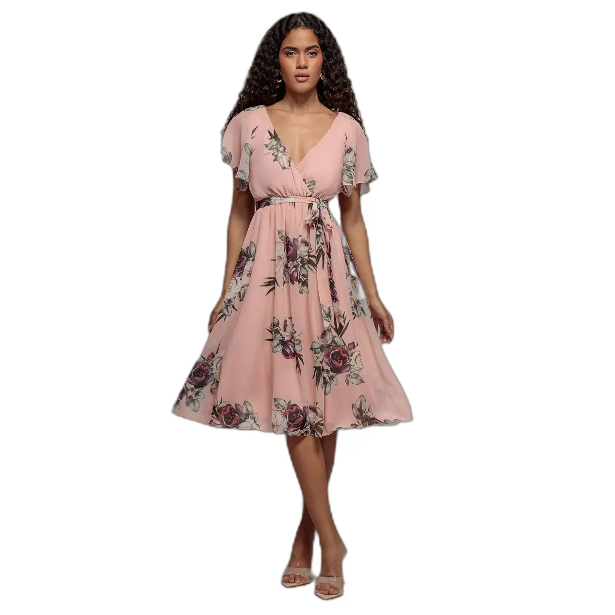 Wrap dress da donna Goddiva Floral Printed