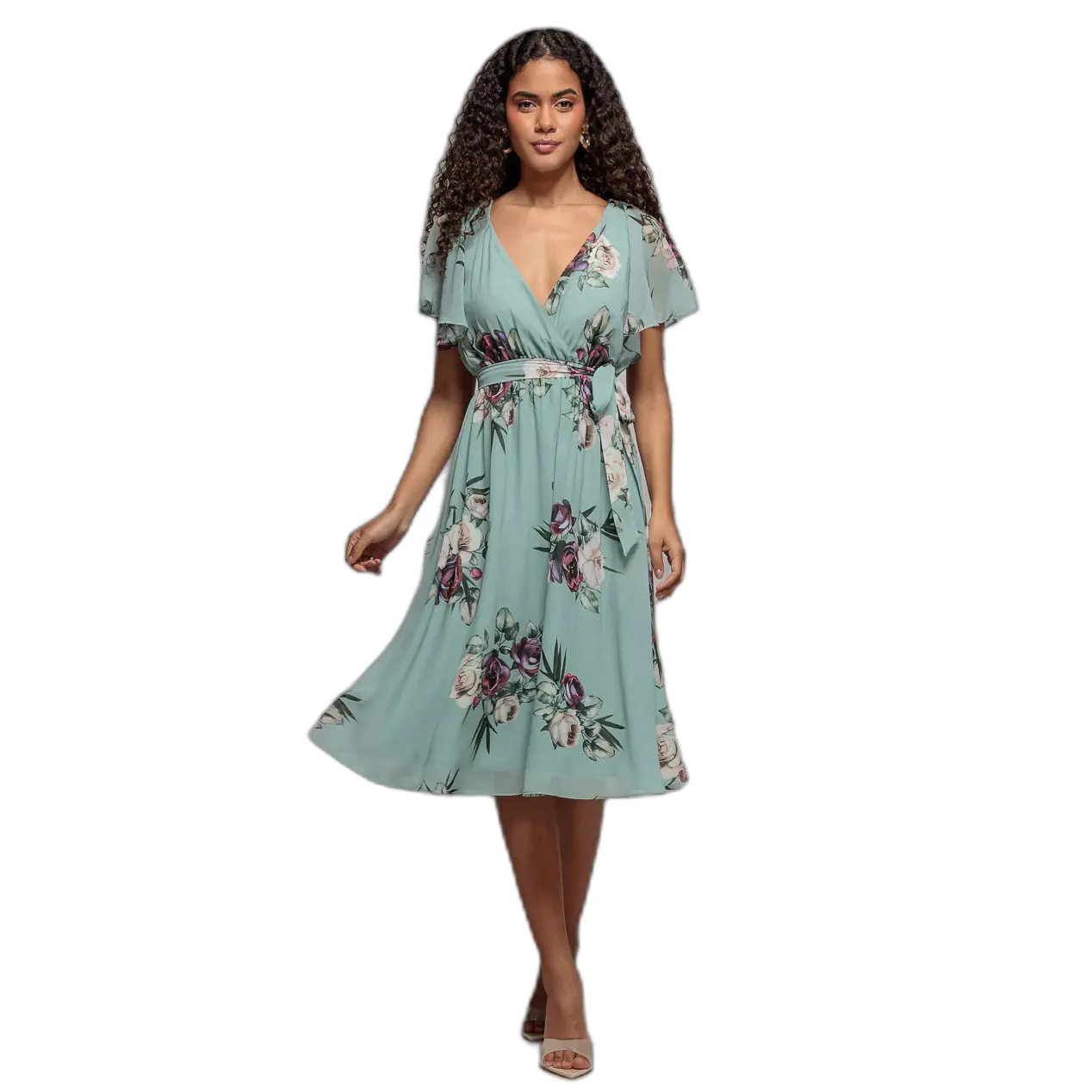 Wrap dress da donna Goddiva Floral Printed