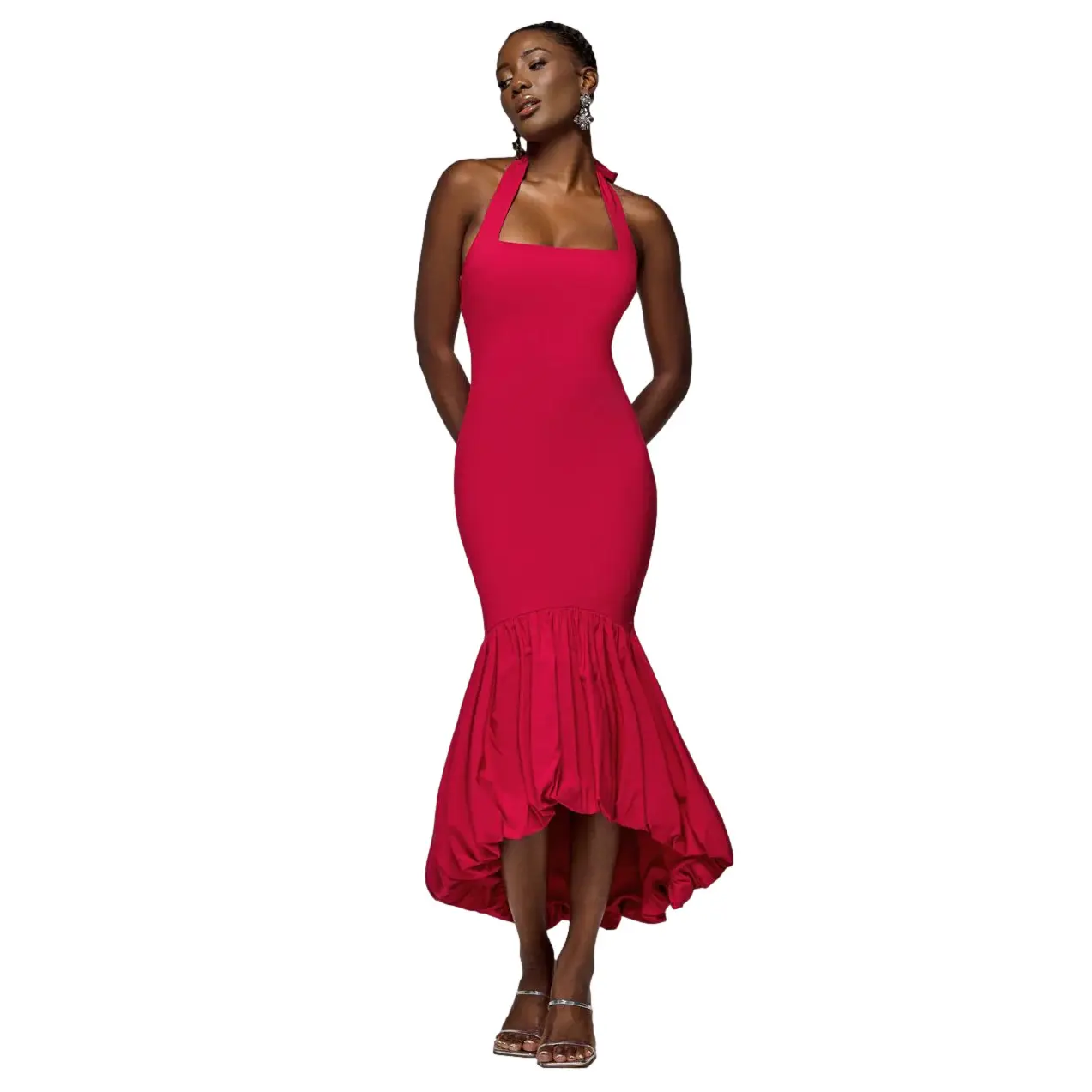 Robe moulante con orlo a balze donna Goddiva Midaxi