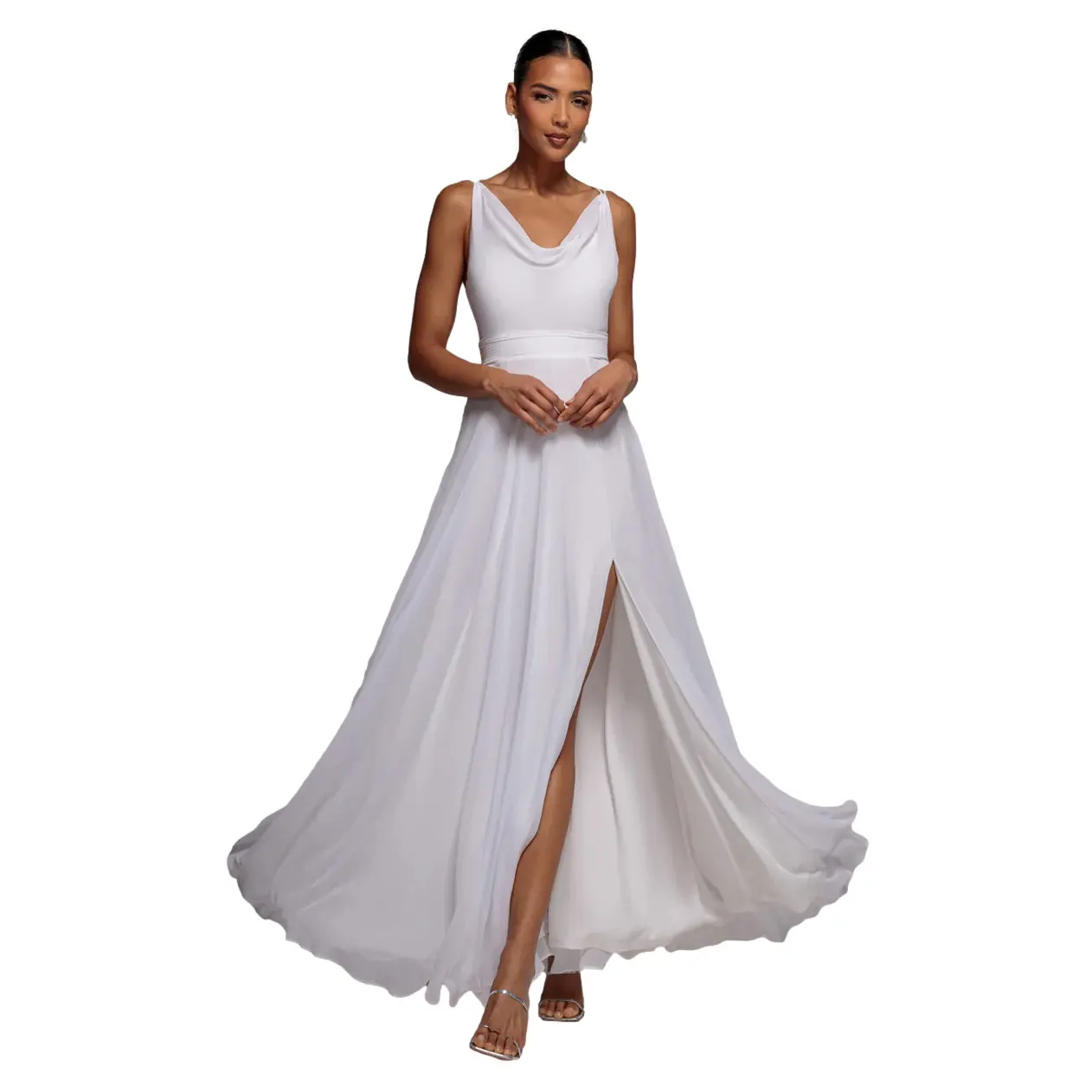 Robe in mussola con col drappeggiato e spalline attorcigliate donna  Maxi