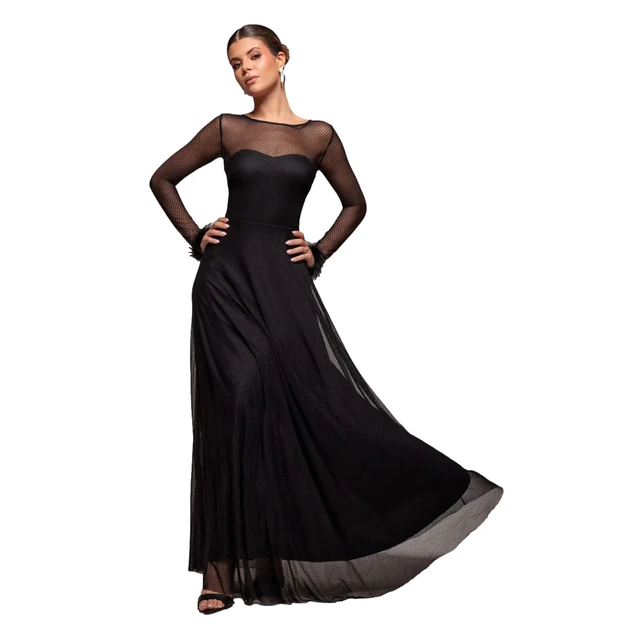 Vestito da donna Goddiva Dobby Mesh hem Maxi