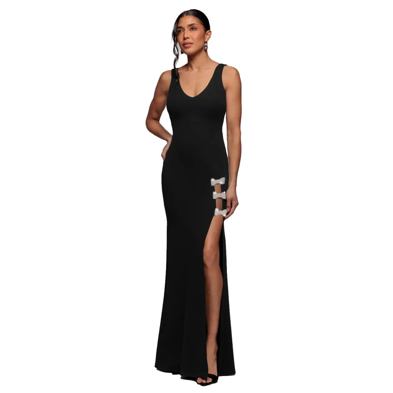 Robe SirèNe Avec Broche En Strass Femme Goddiva Maxi-image