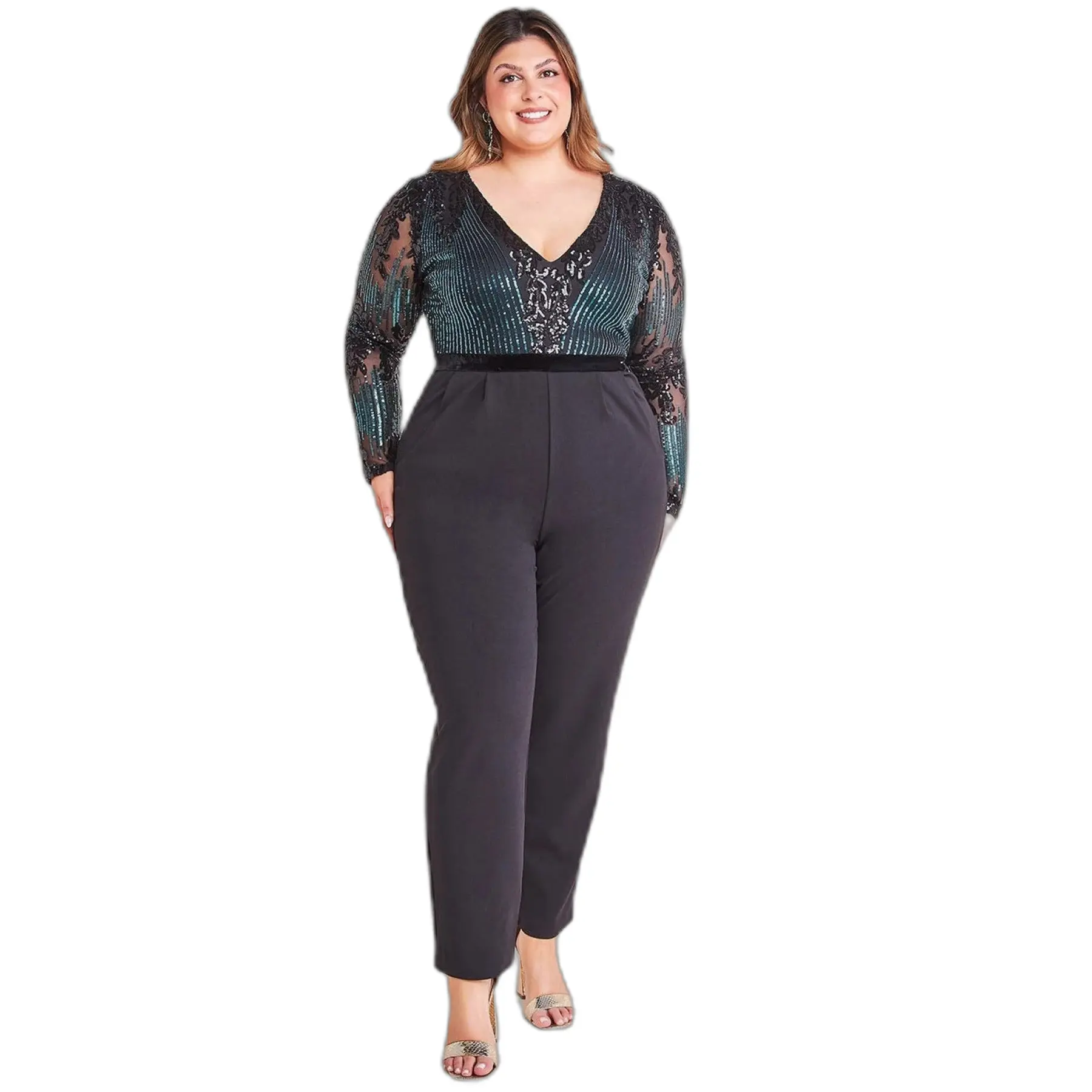 Tuta jumpsuit Goddiva Sequin & Mesh