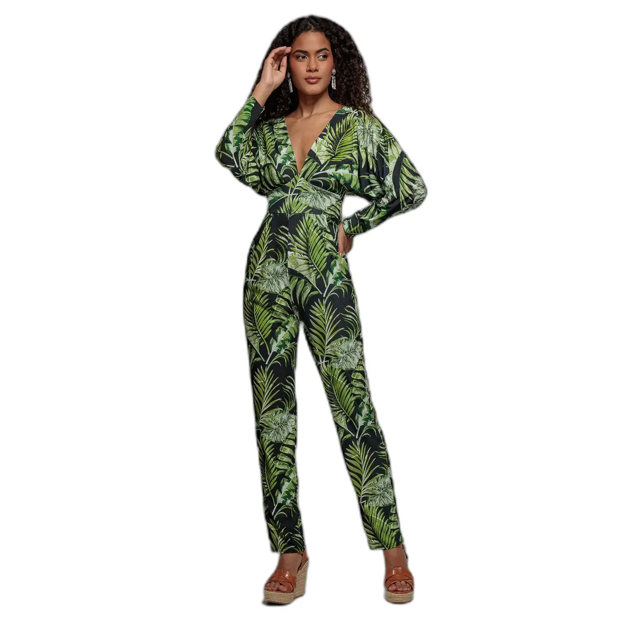 Jumpsuit Damen Goddiva Tropical Print