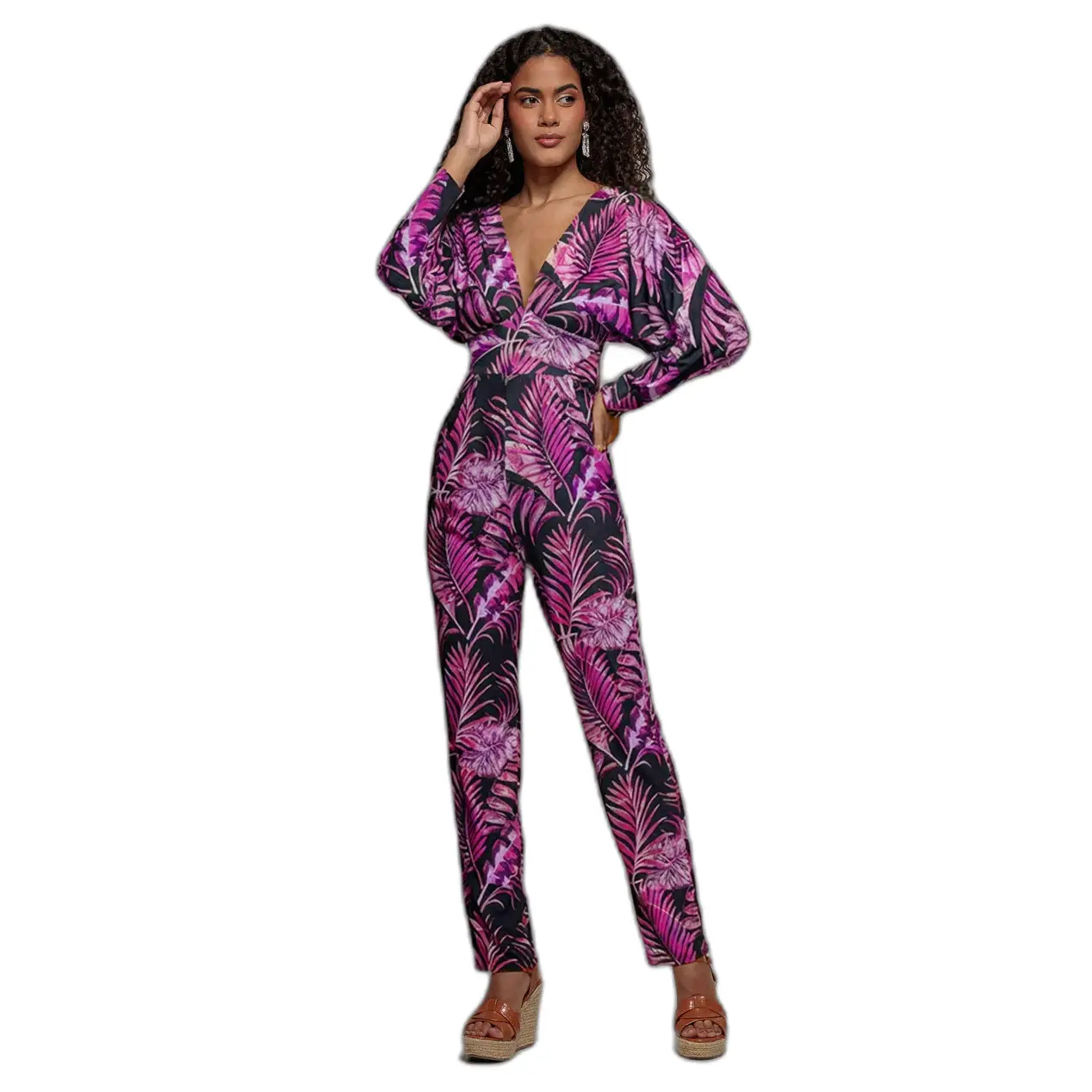 Jumpsuit Damen Goddiva Tropical Print