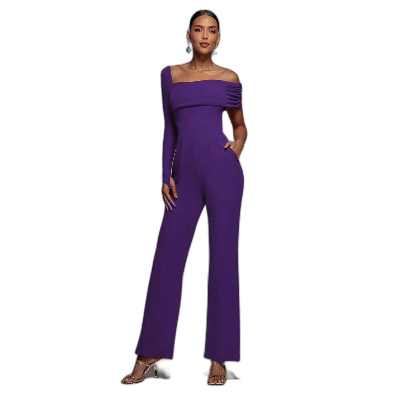 Jumpsuit Damen Goddiva One Shoulder Scuba