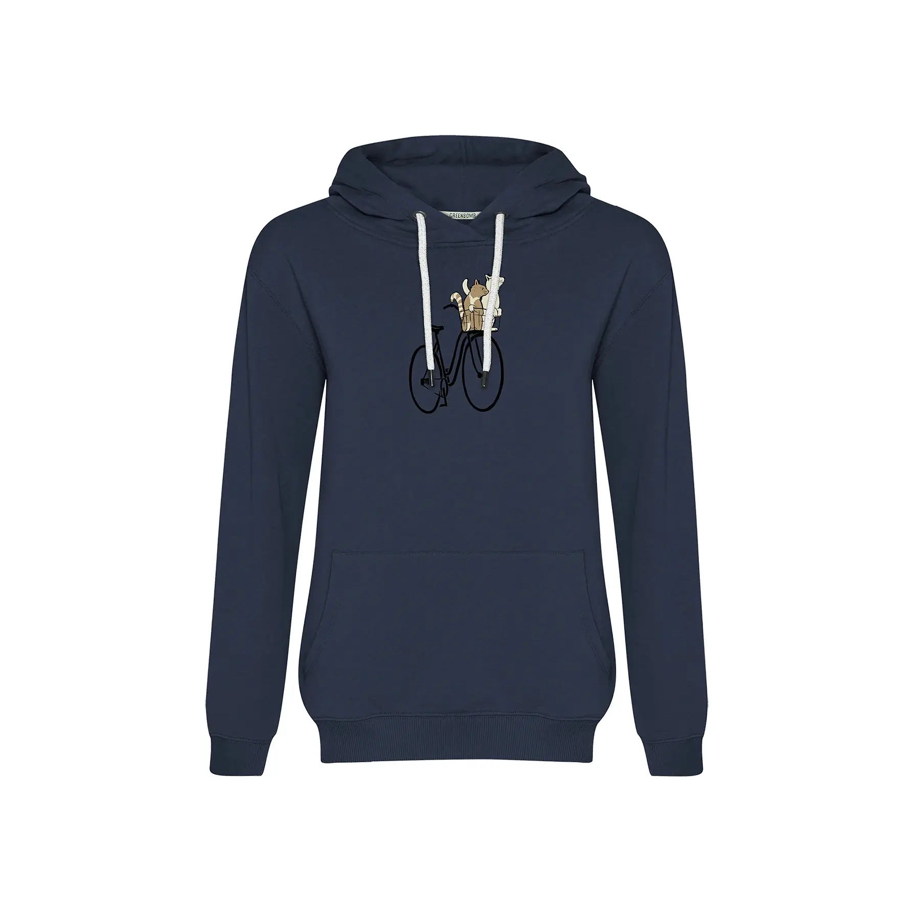 Dames Hoodie Greenbomb Bike Cats Basket Chipper