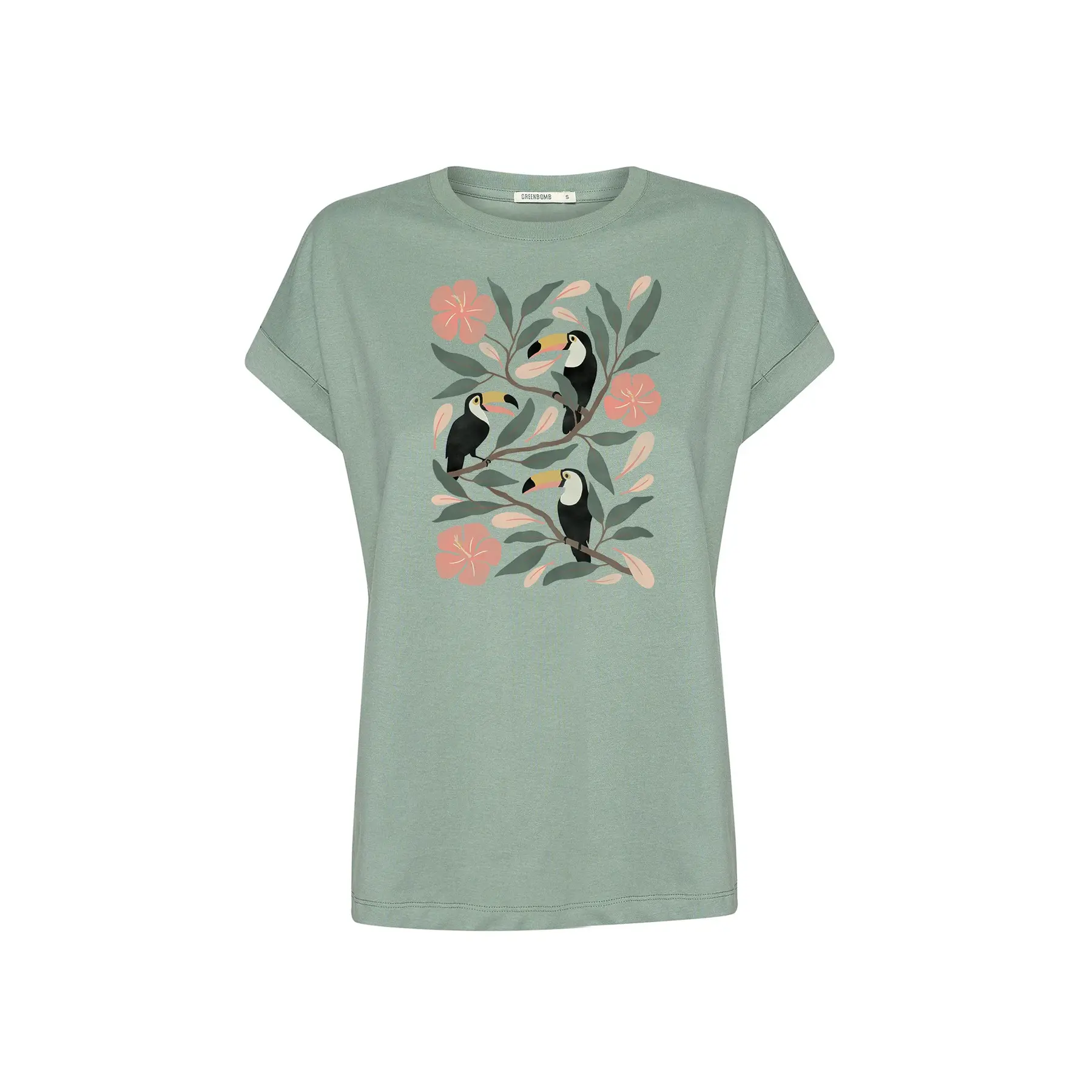 T-shirt dames Greenbomb Tucan Flower Loony