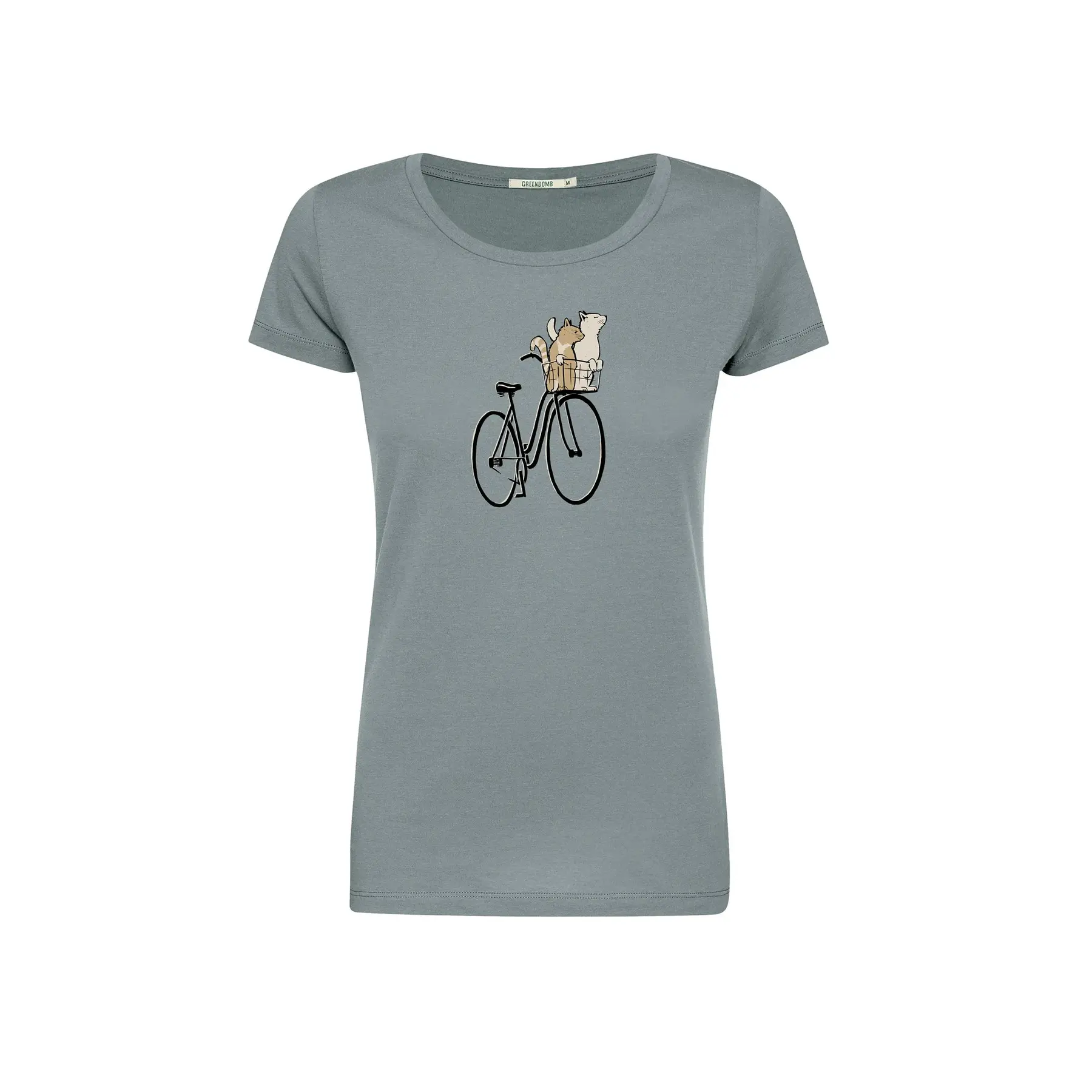 T-shirt dames Greenbomb Bike Cat Basket 2 Loves