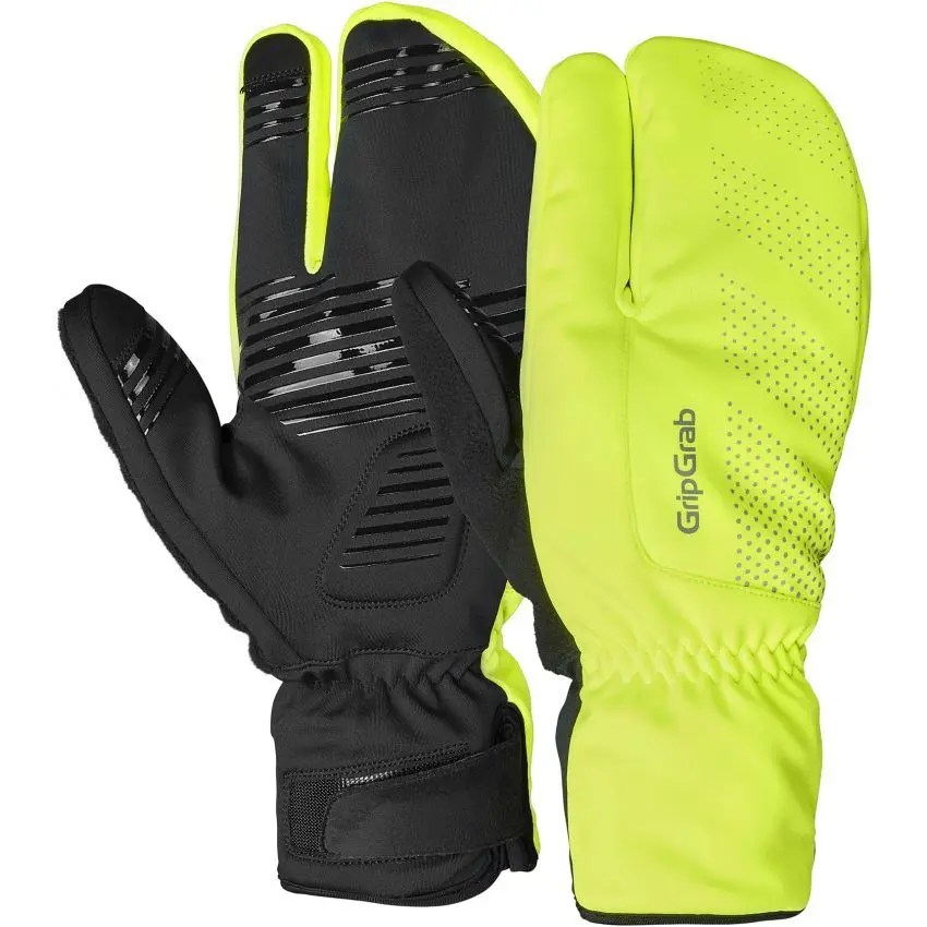 GripGrab - RIDE Windproof Strenge Winter Lobster Fietshandschoenen Winddicht Thermo - Geel Hi-Vis - Unisex