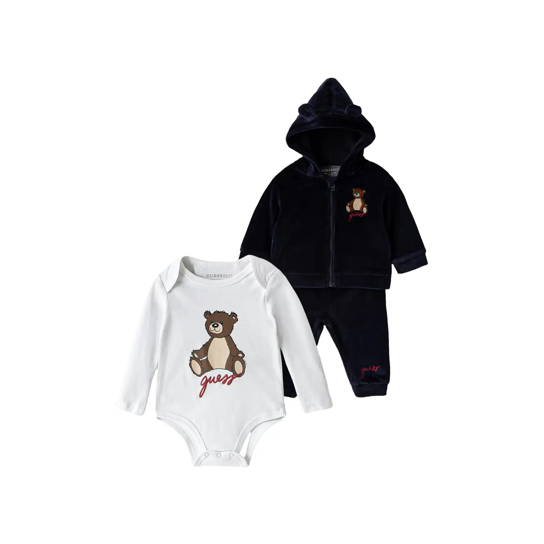 Completo felpa con cappuccio e zip neonato bambino Guess