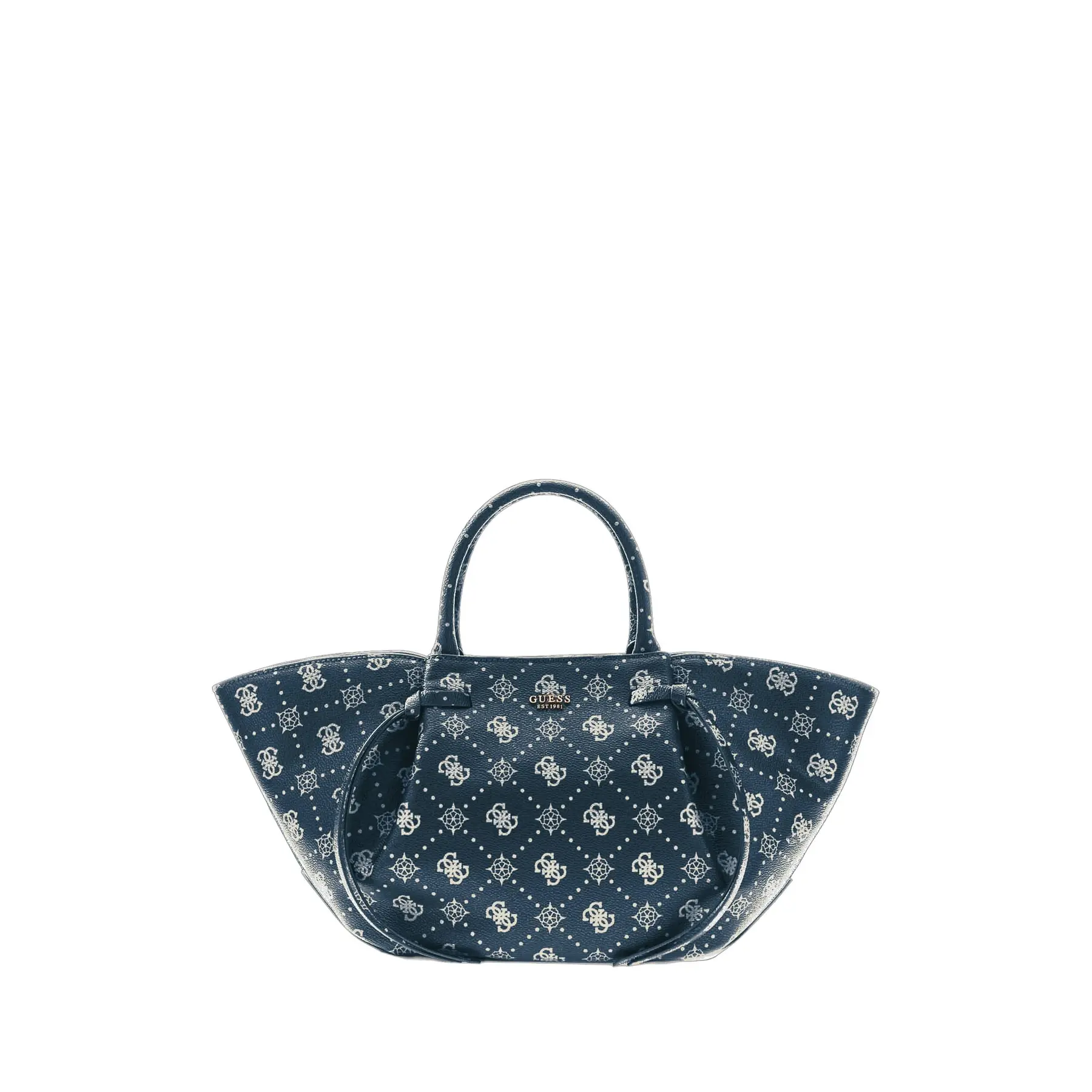 GUESS schoudertas handtas Allegra Girlfriend Satchel Blue Logo donkerblauw