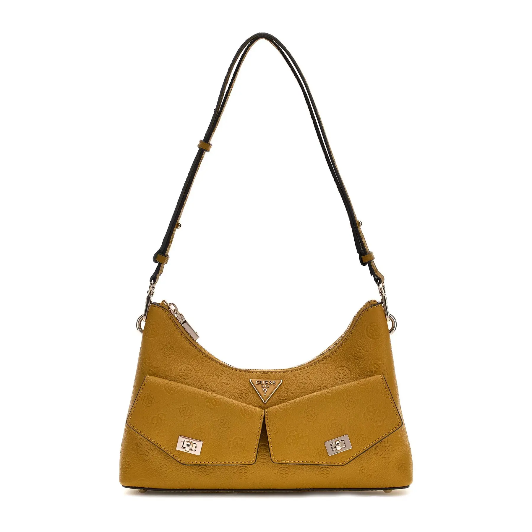GUESS schoudertas Blake Convertible Shoulder Bag Topaz Logo mosterdgeel