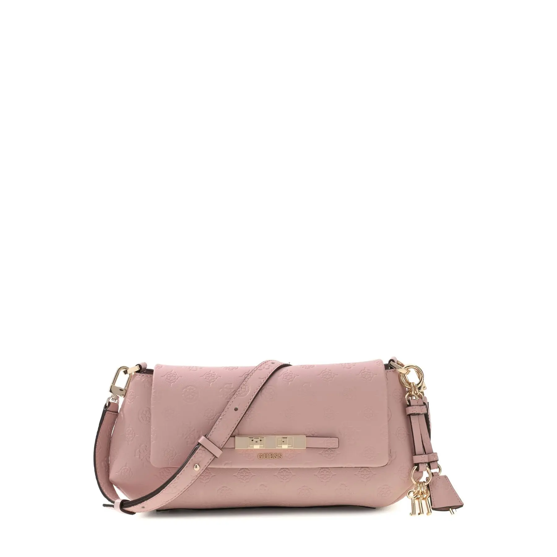 GUESS schoudertas Carmella Flap Crossbody Light Pink Logo roze