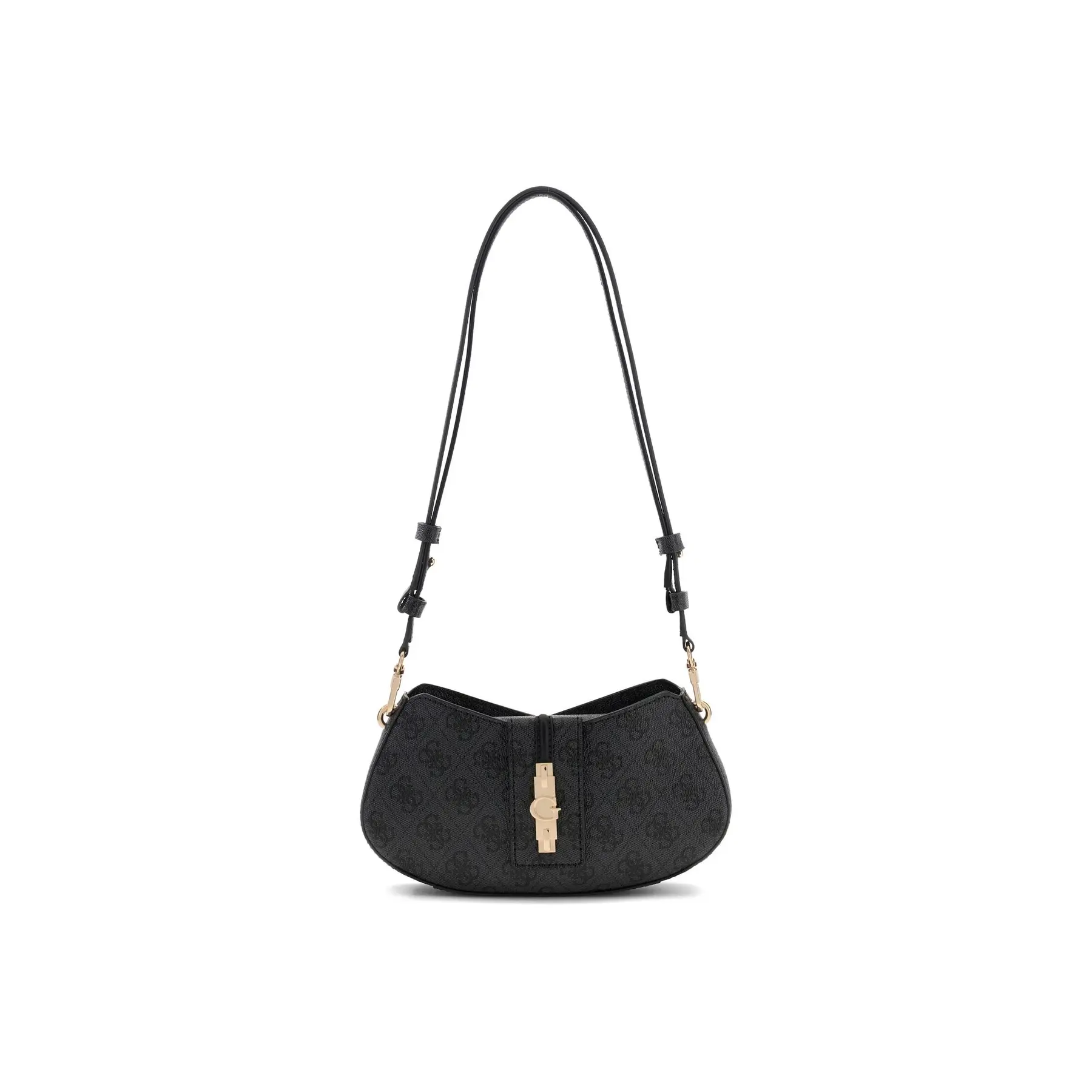 GUESS schoudertas Yvonne Logo Mini Convertible Shoulder Bag Coal Logo donkergrijs