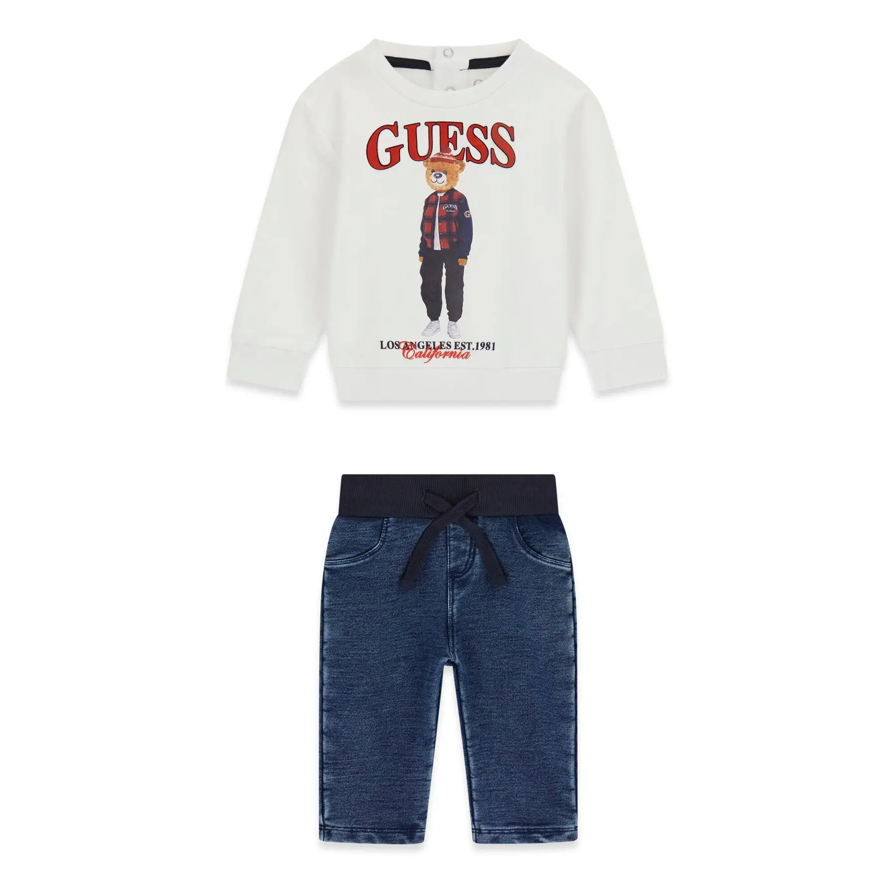 Guess Herren Blanc Strick-Denim-Oberteil + Jacke Set Baby Junge