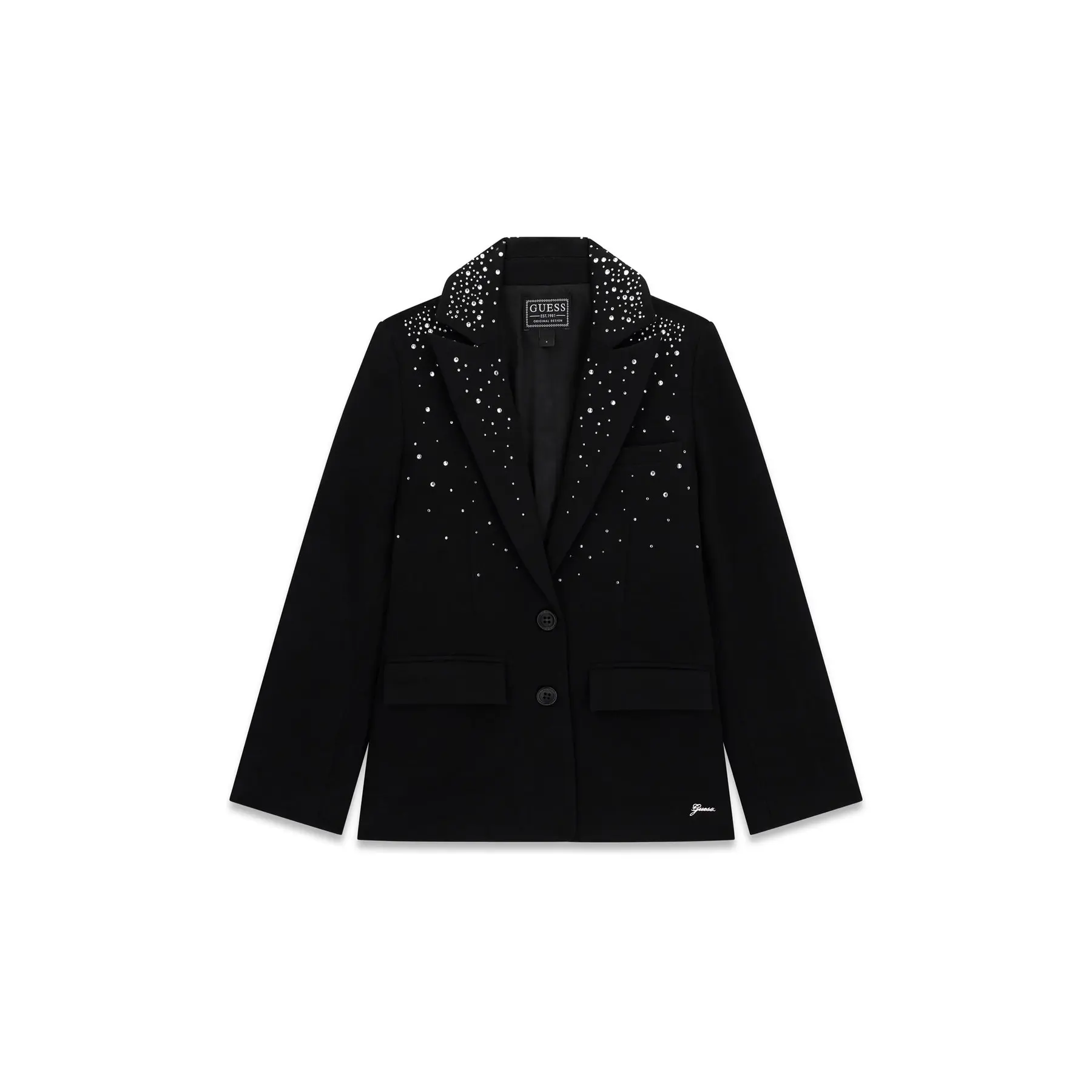 Guess Girls Noir Blazer With Rhinestones Punto Milano