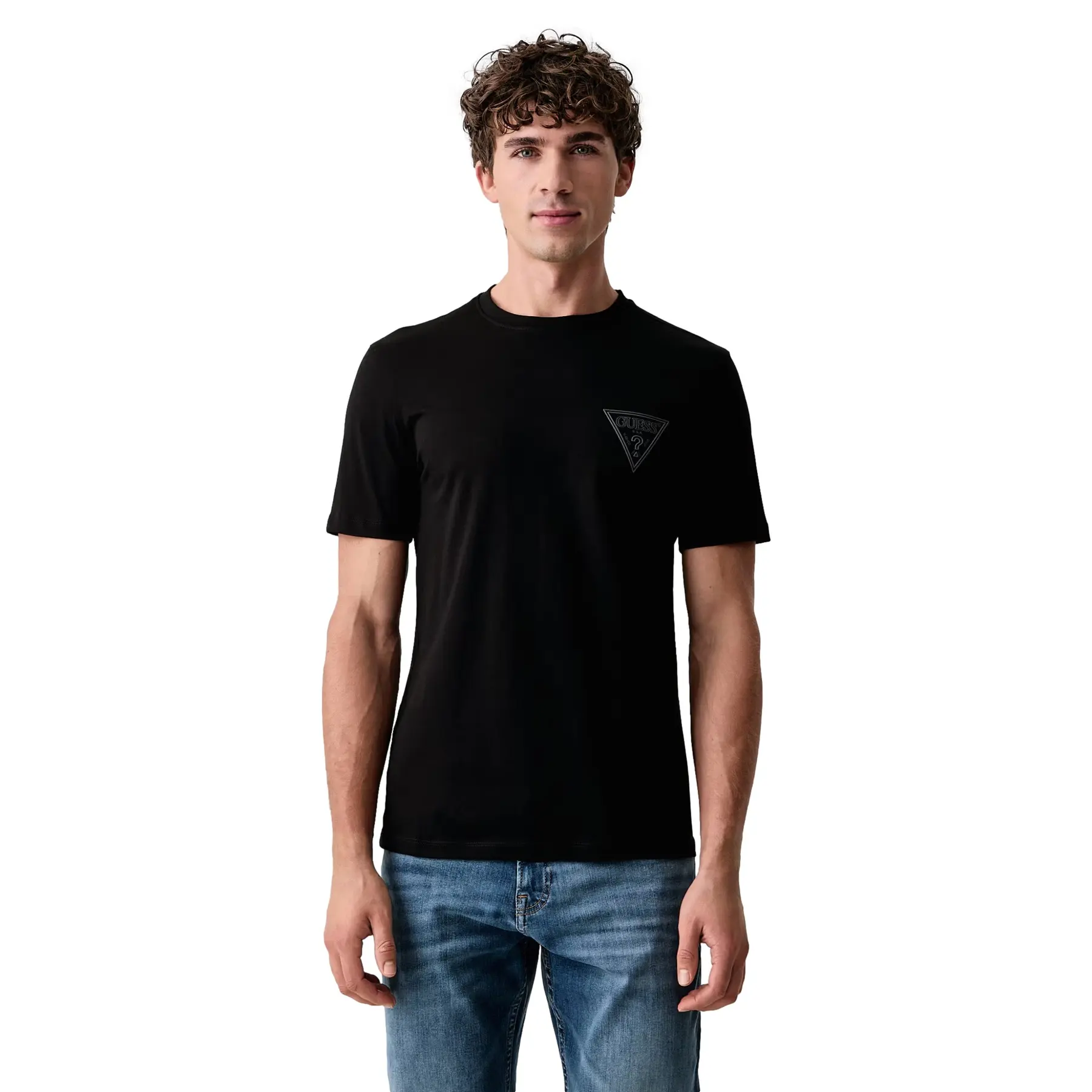 Guess Noir T-Shirt Mid Triangle Injection