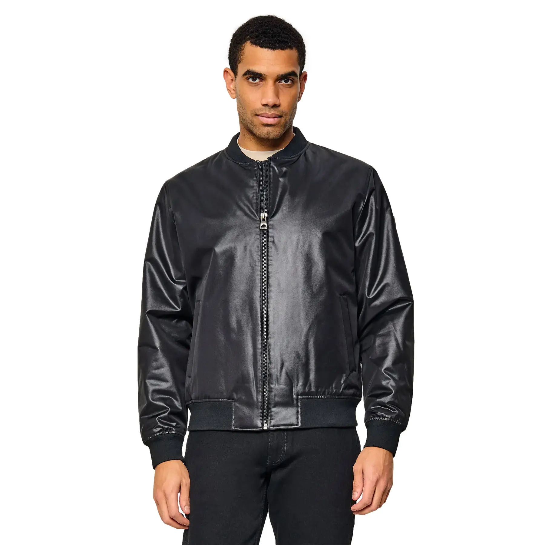 Guess Herren Noir Satin-Bomberjacke