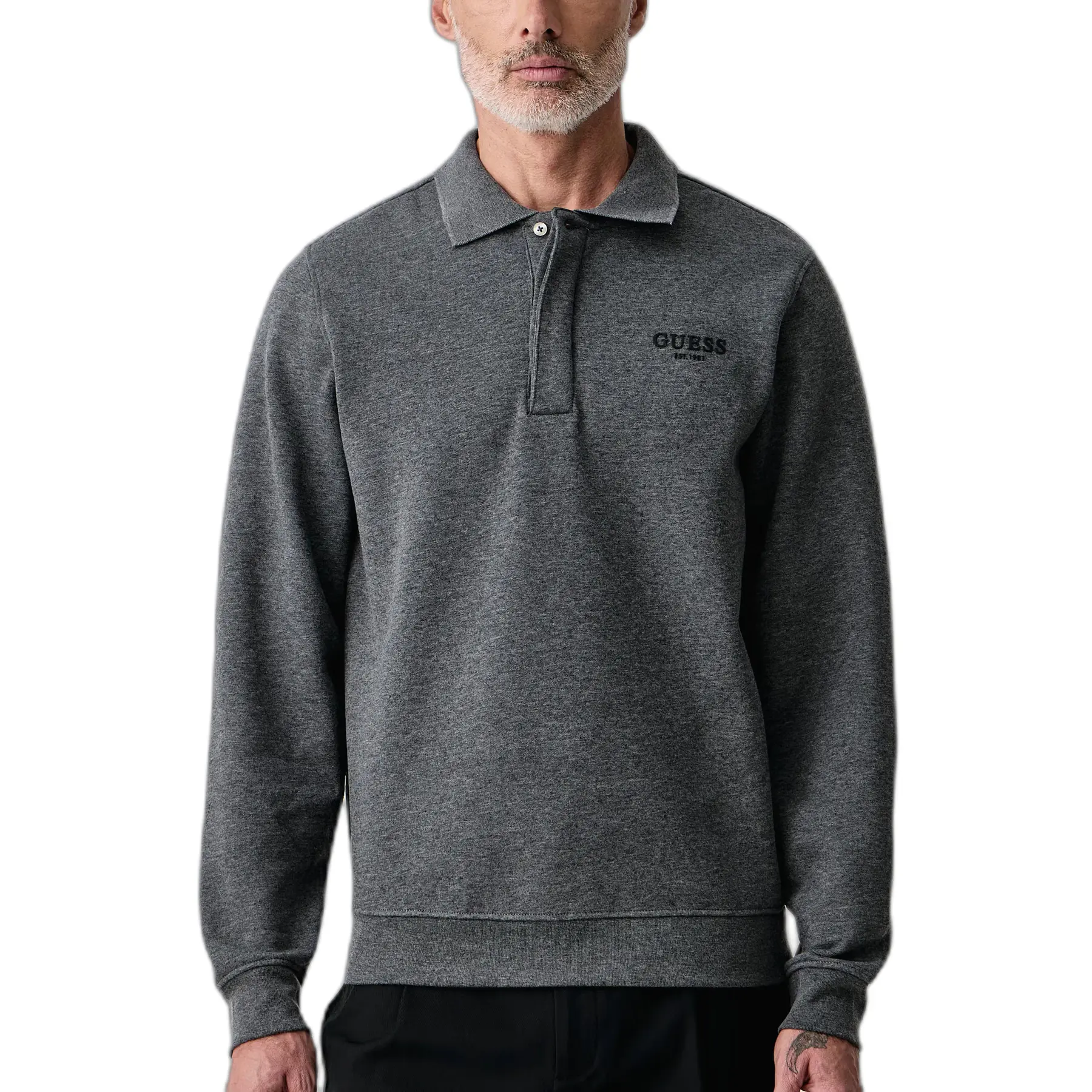 Guess Men's Gris Sweatshirt Polo