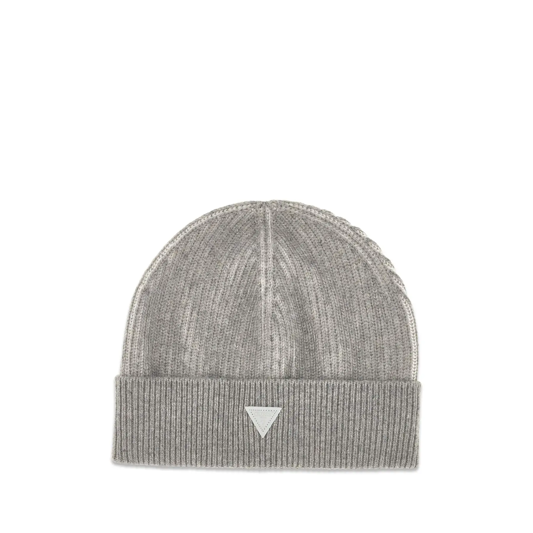 Guess Gris Ribbed Knit Beanie With Turn-Up