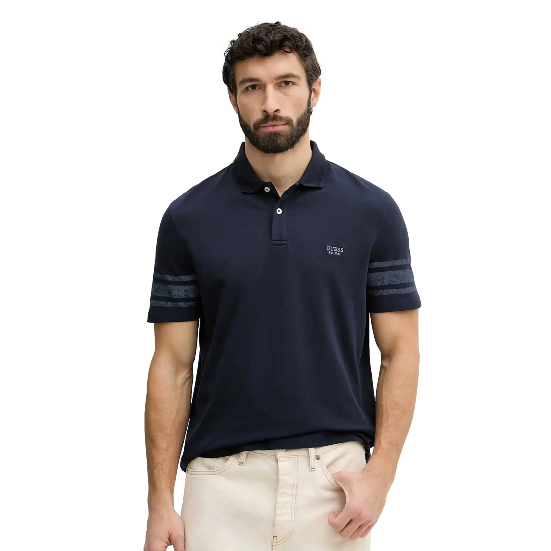 Polo stampato lavato Guess