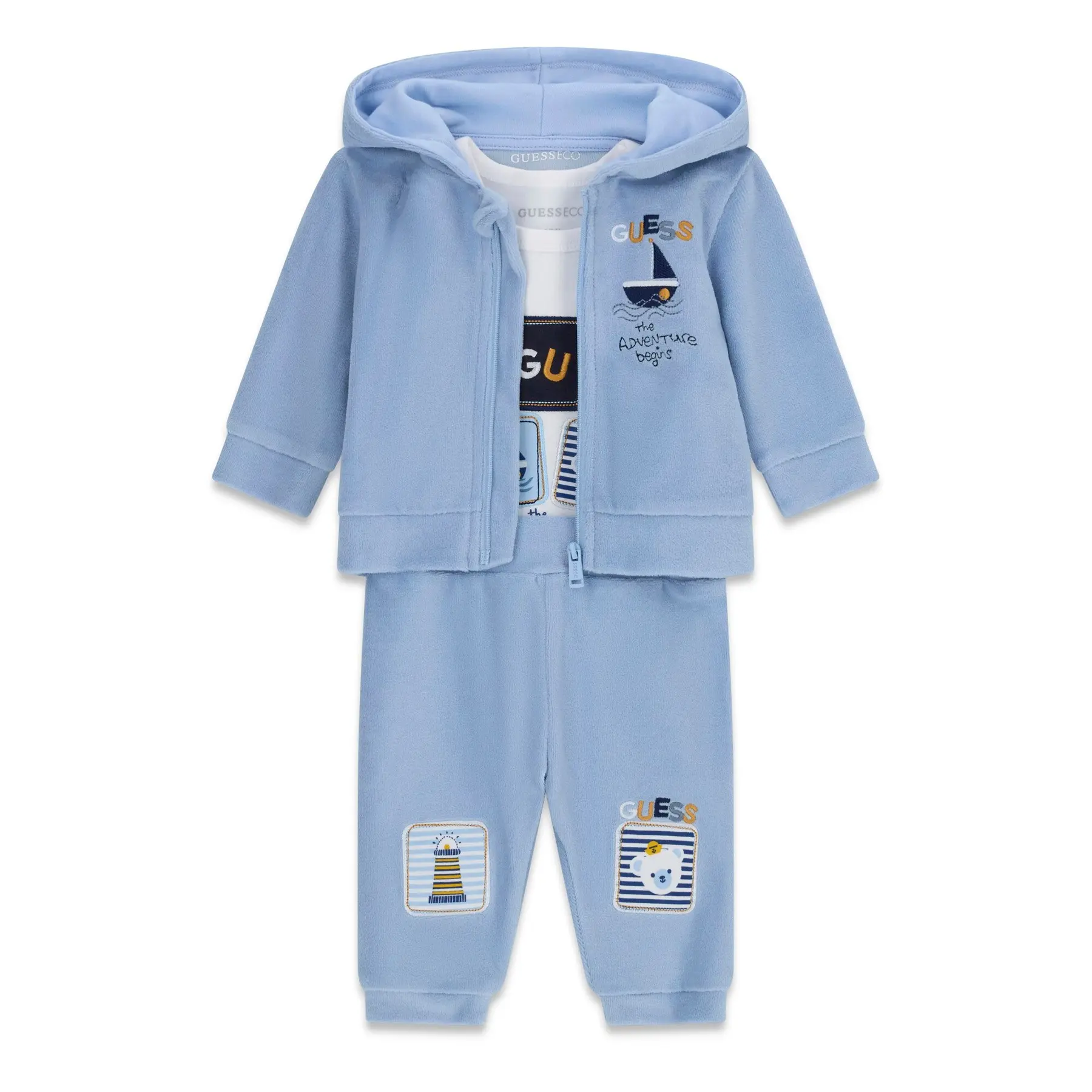 Completo felpa con cappuccio e zip neonato bambino Guess