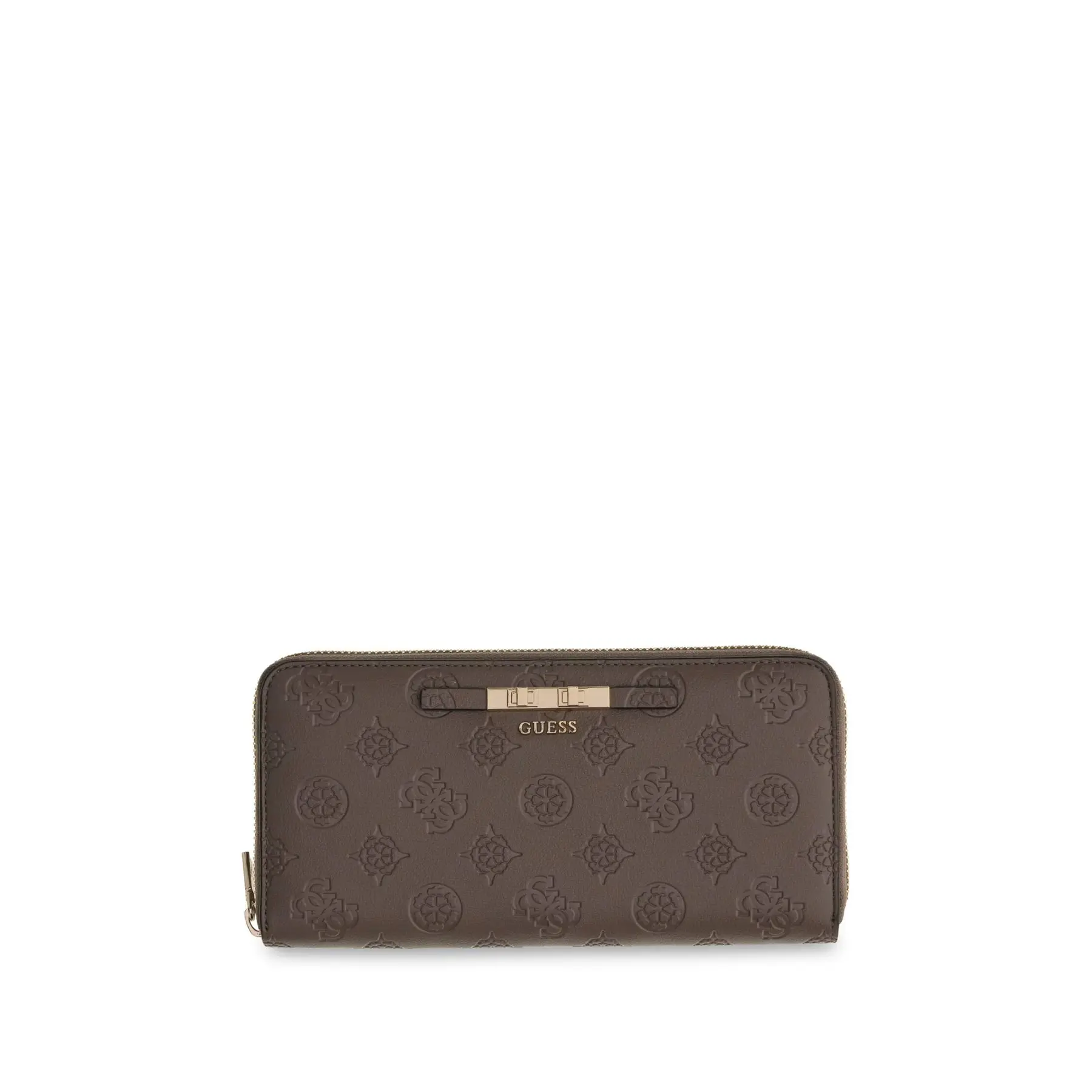 GUESS portemonnee Carmella SLG Large Zip Around Wallet Taupe Logo