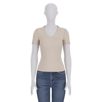 T-shirt da donna con scollo a V Guess Light Basic