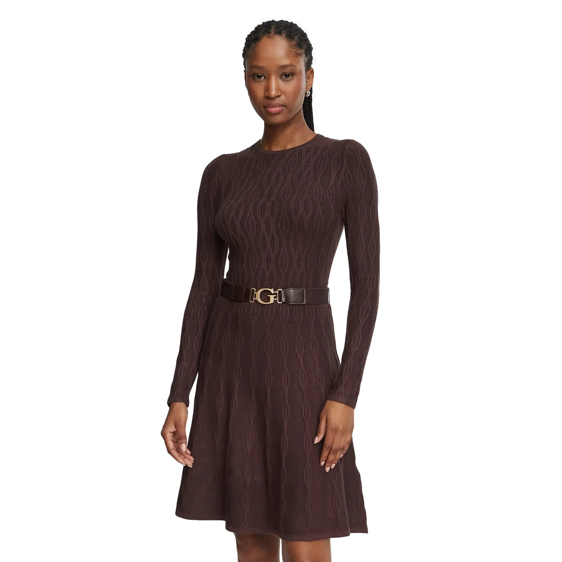 Guess Damen Marron Ausgestelltes Kleid Yuki
