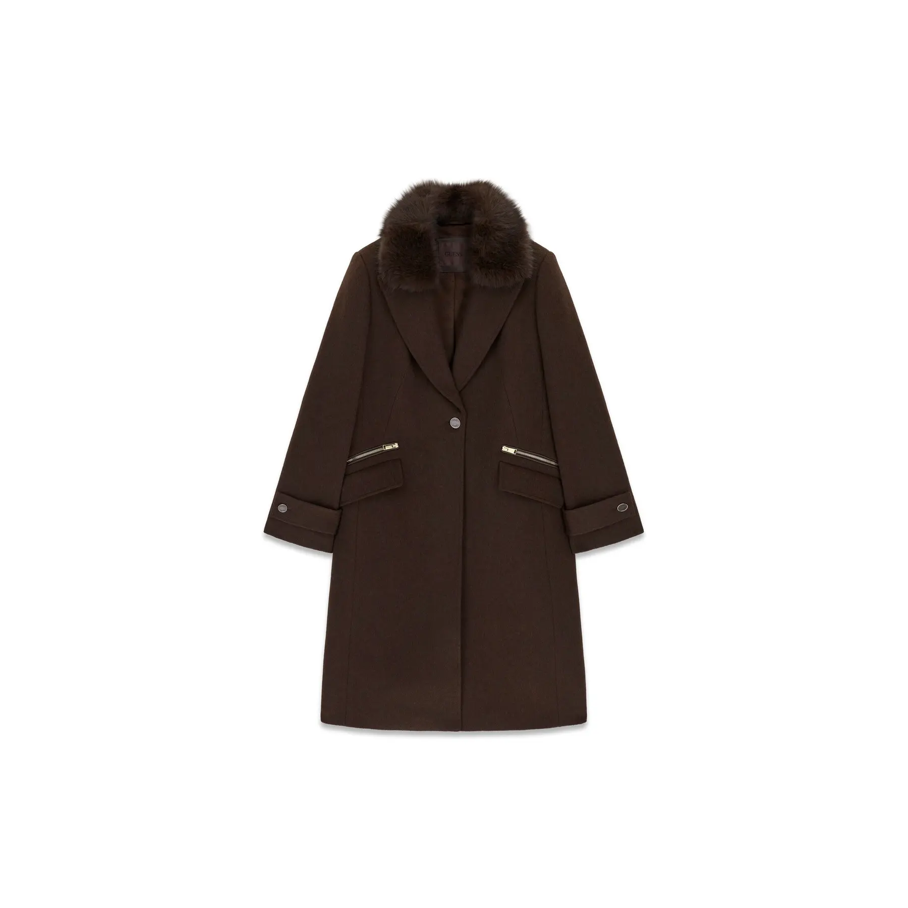 Manteau col fourrure femme Guess New Karole