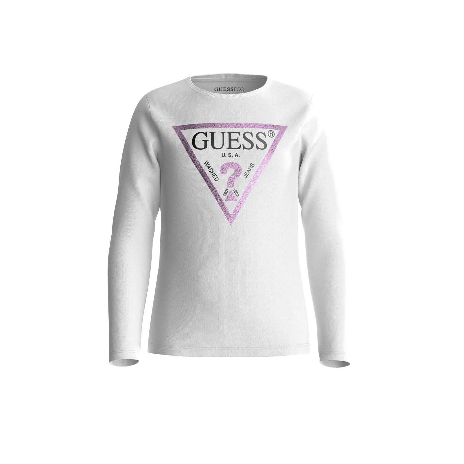 Guess Girls White 'S Long Sleeve T-Shirt Core