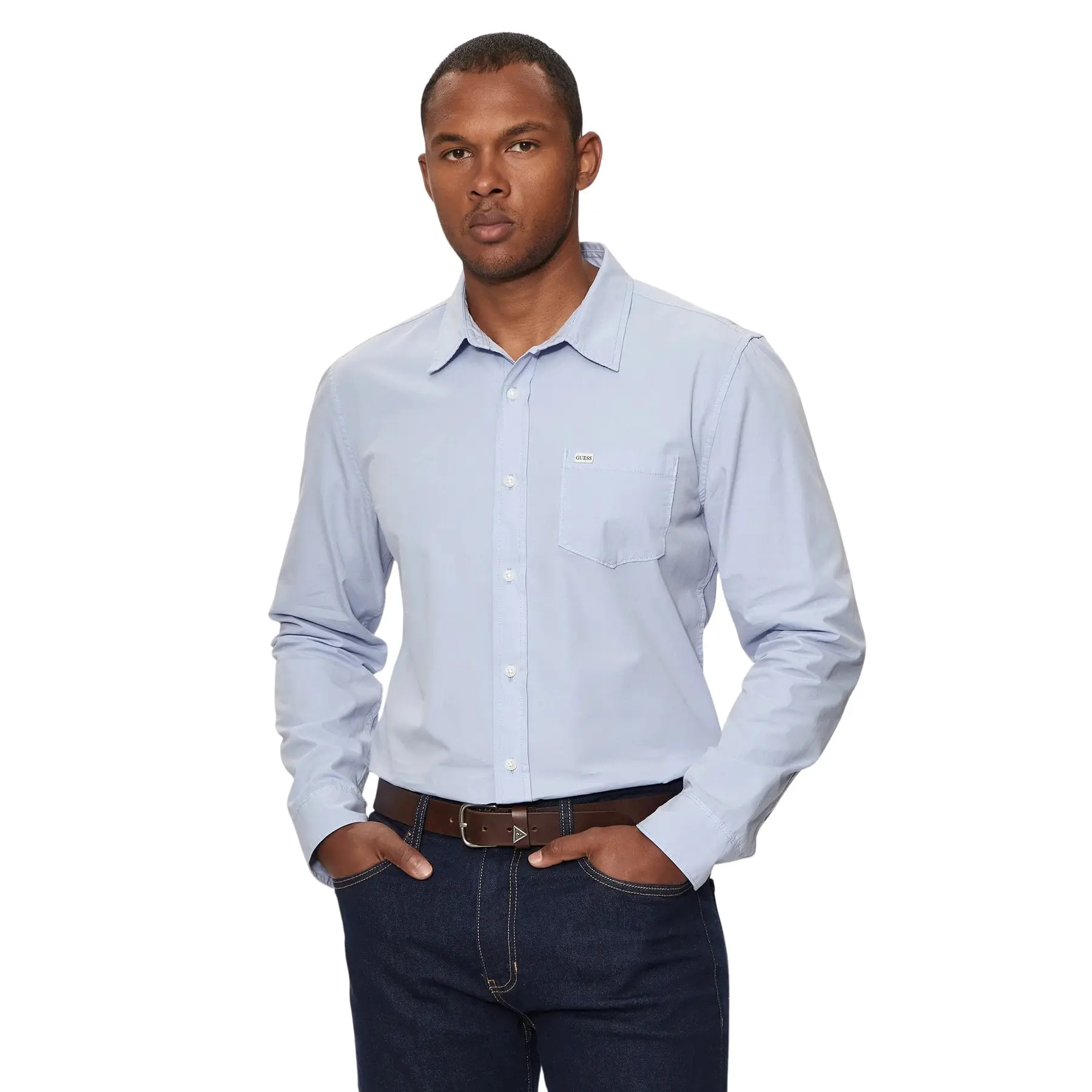 Camicia slim a maniche lunghe con tasca Guess